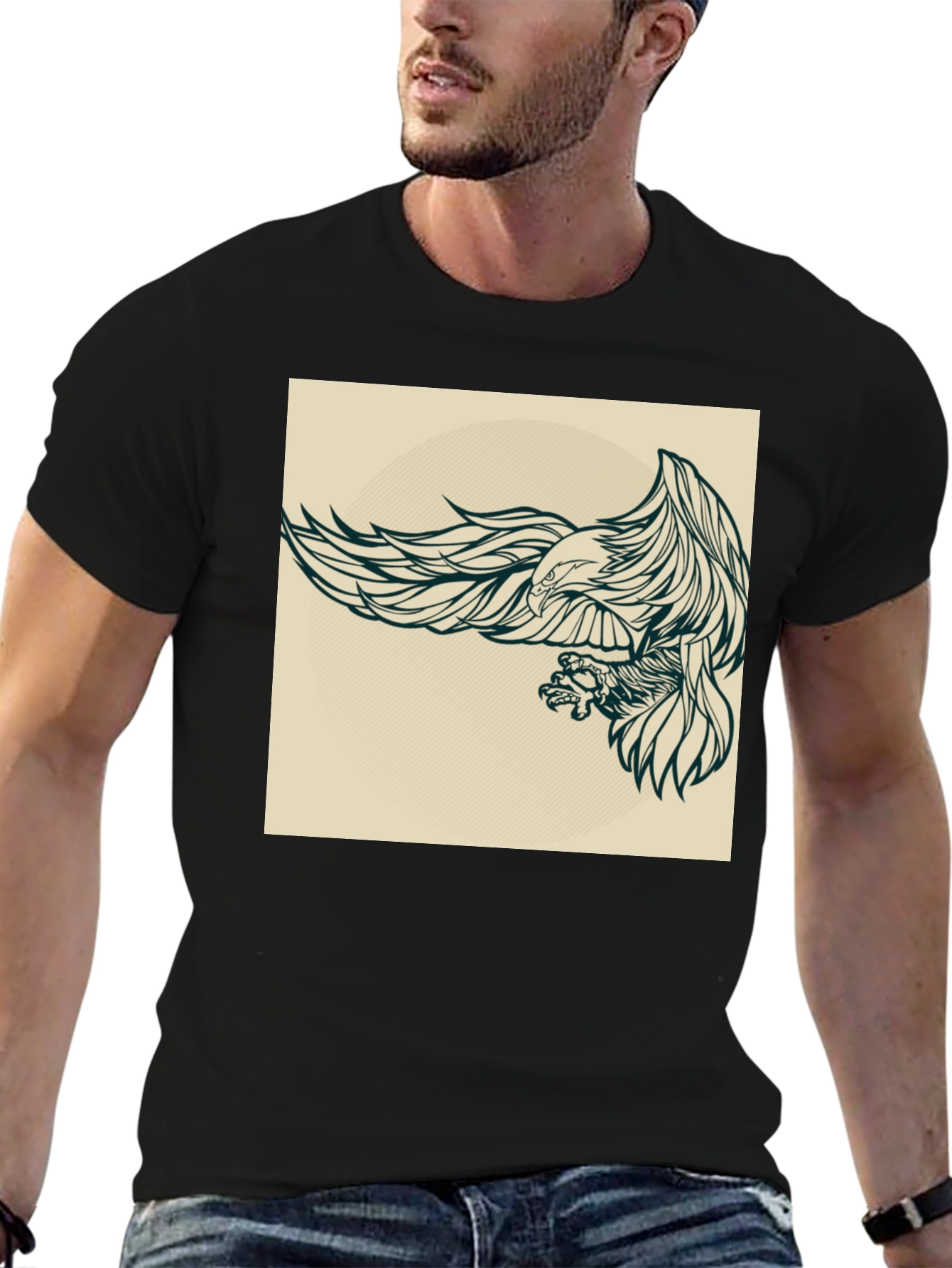 Eagle Graphic Black T-Shirt for Men