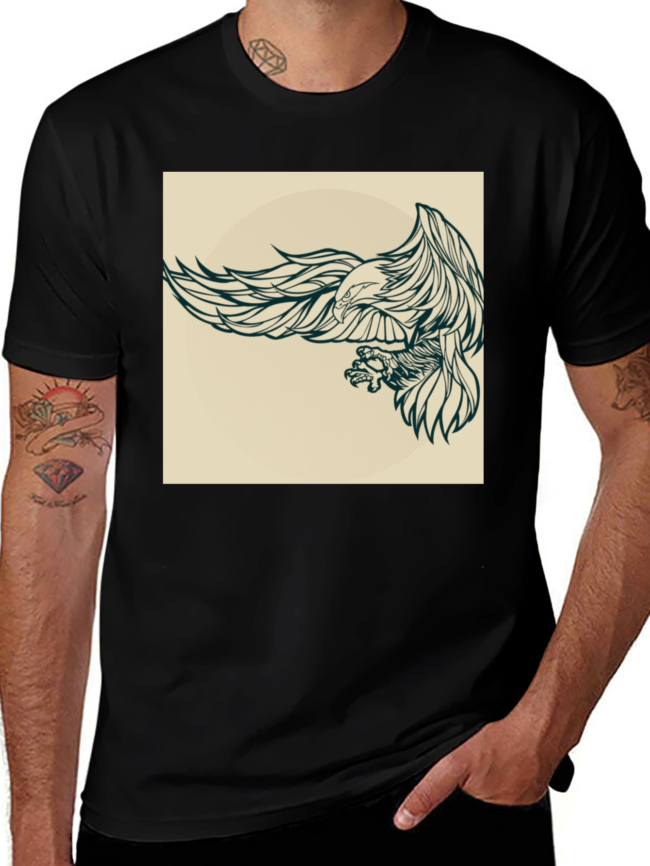 Eagle Graphic Black T-Shirt for Men