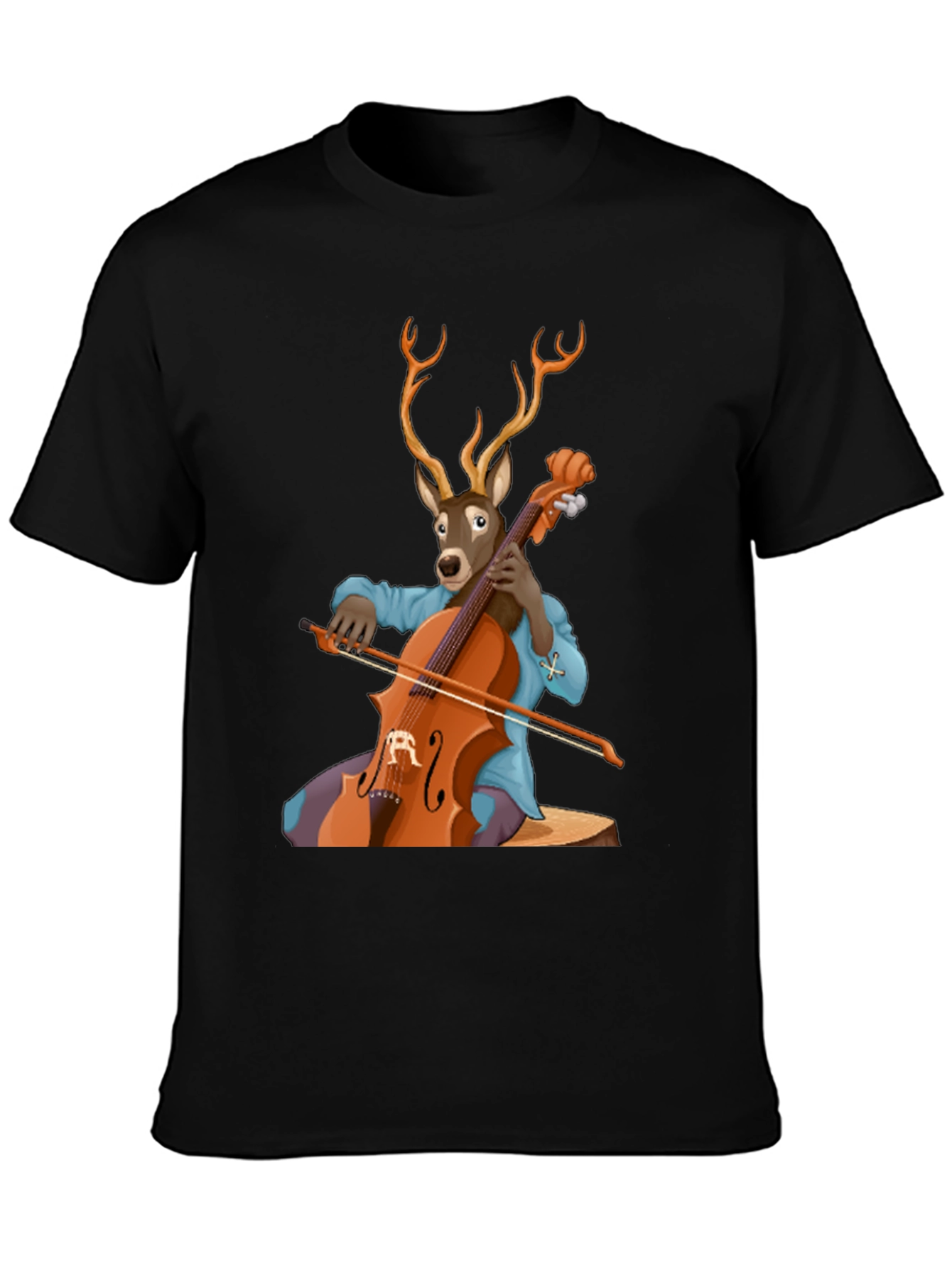 Deer Playing Cello Graphic Tee - Unique Animal Musician Design