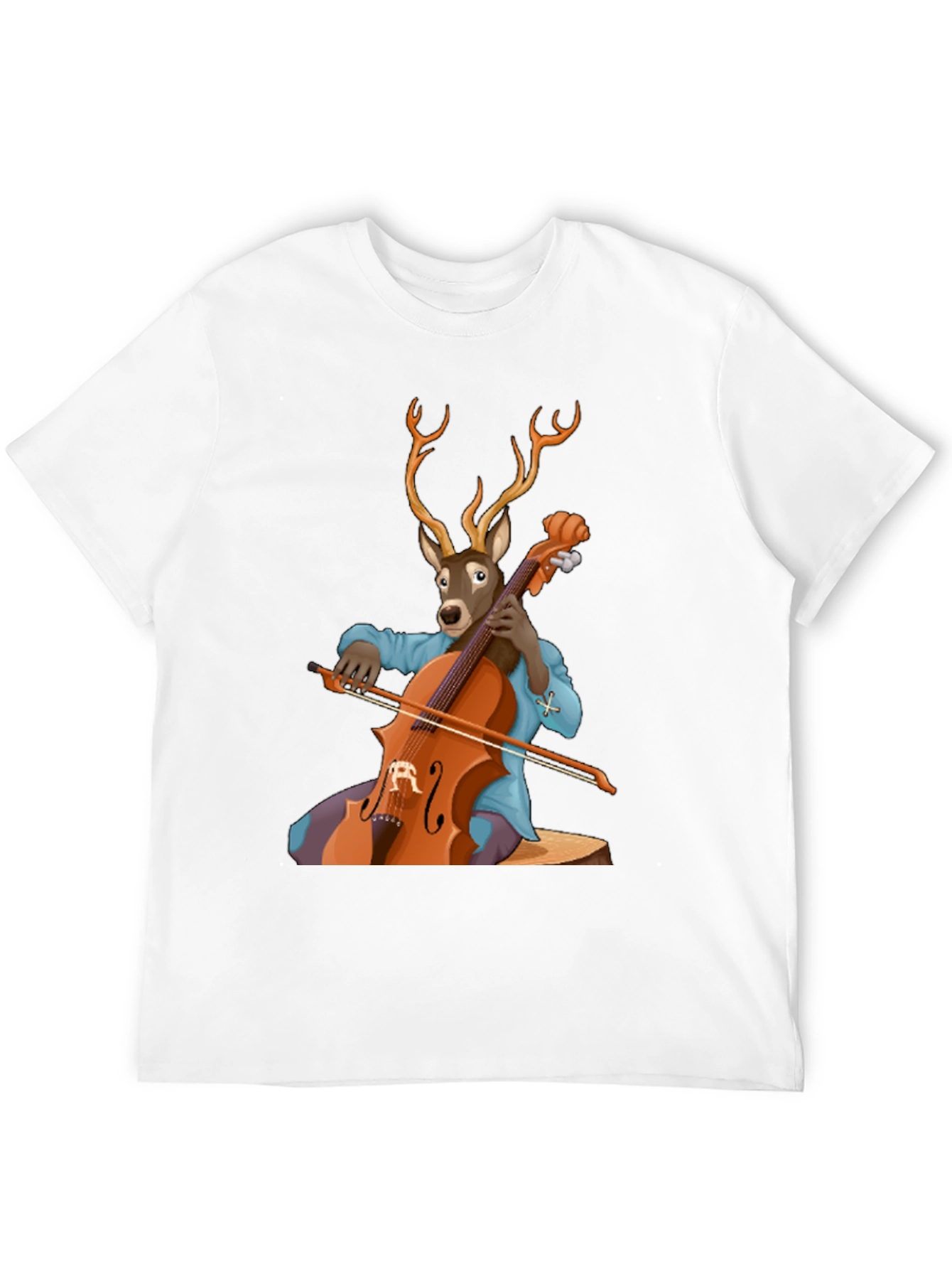 Deer Playing Cello Graphic Tee - Unique Animal Musician Design