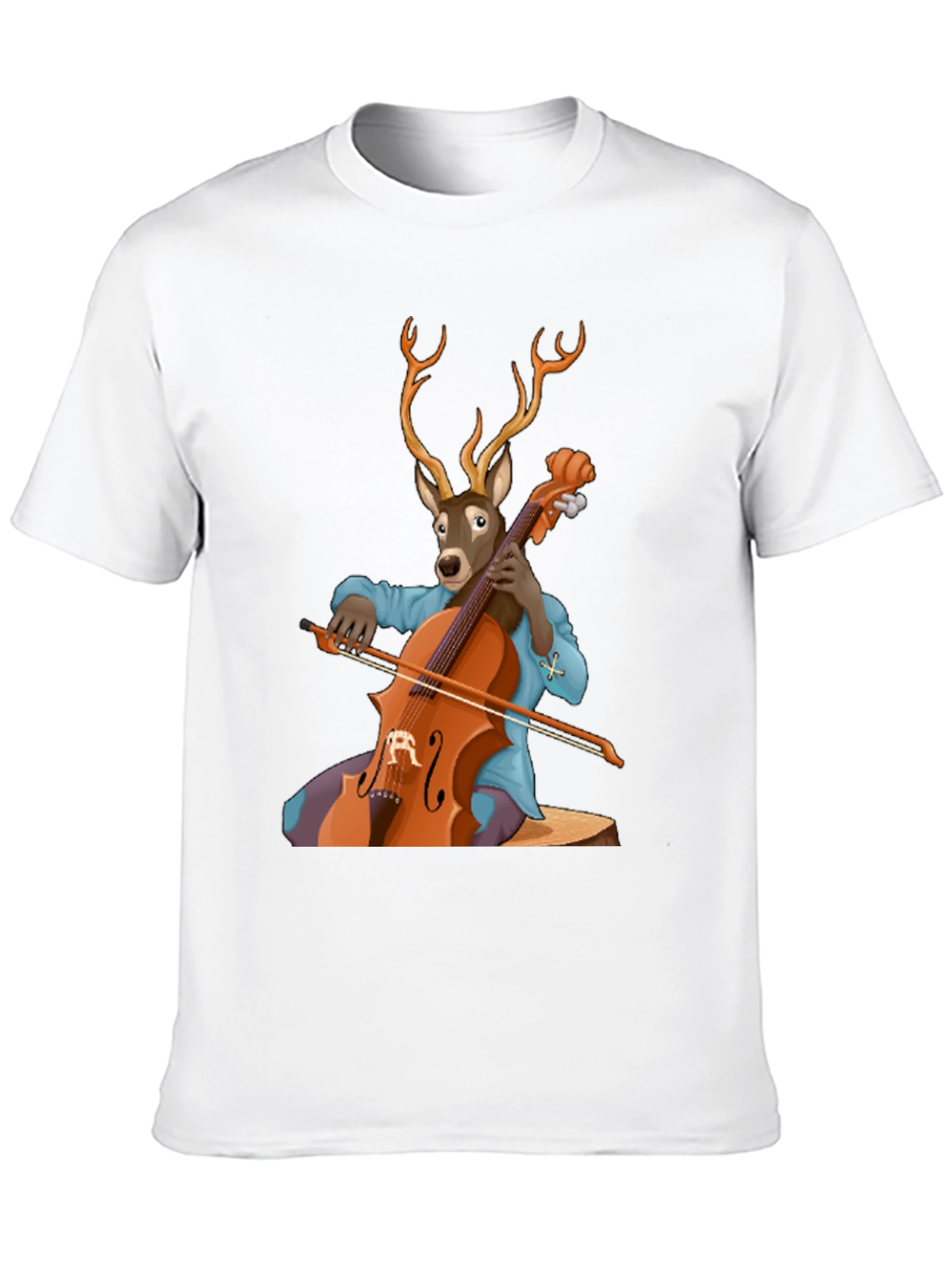 Deer Playing Cello Graphic Tee - Unique Animal Musician Design