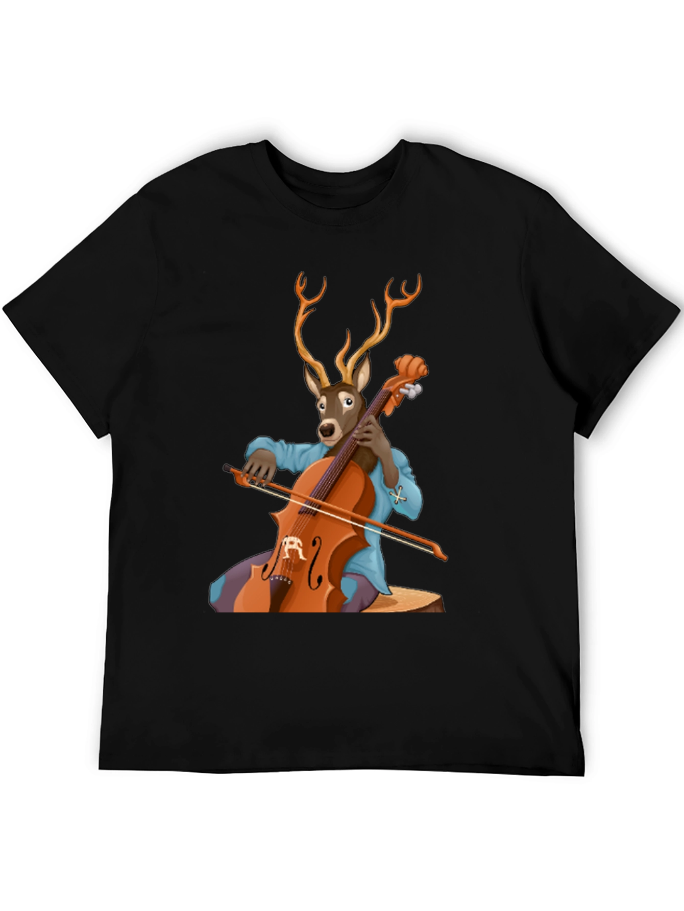 Deer Playing Cello Graphic Tee - Unique Animal Musician Design