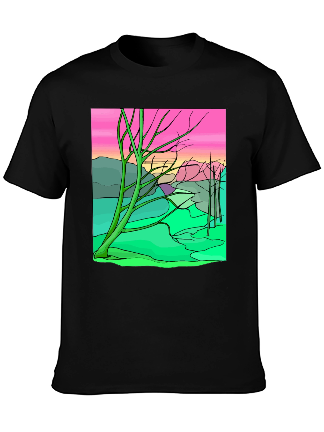Unique Graphic Tee - Abstract Landscape Design