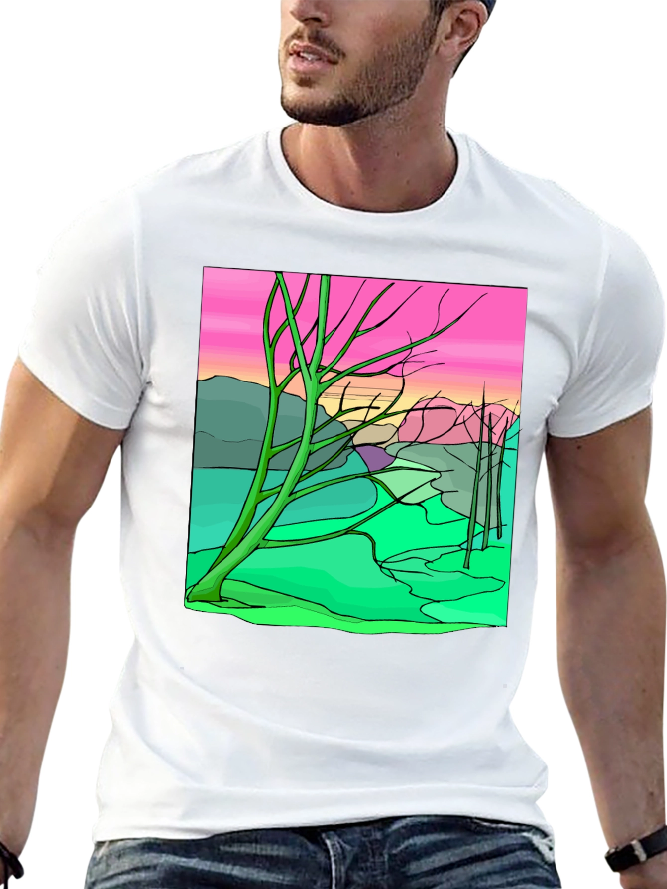 Unique Graphic Tee - Abstract Landscape Design