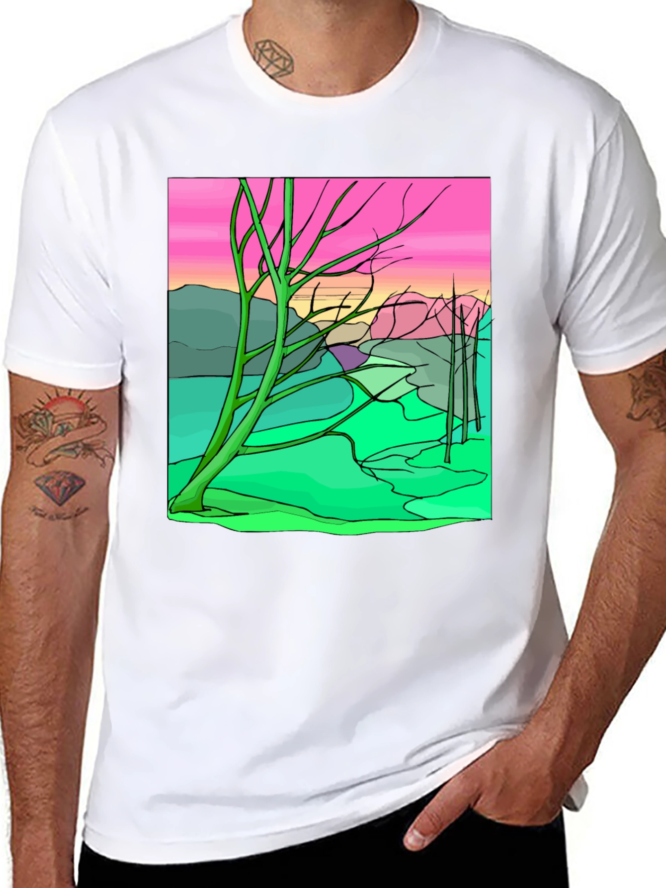 Unique Graphic Tee - Abstract Landscape Design