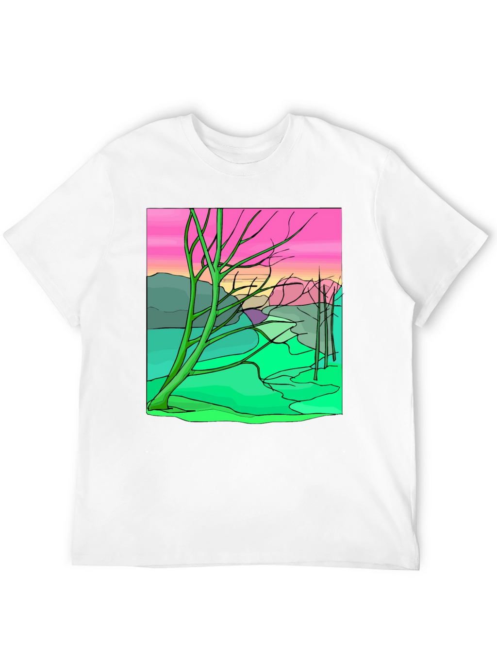 Unique Graphic Tee - Abstract Landscape Design
