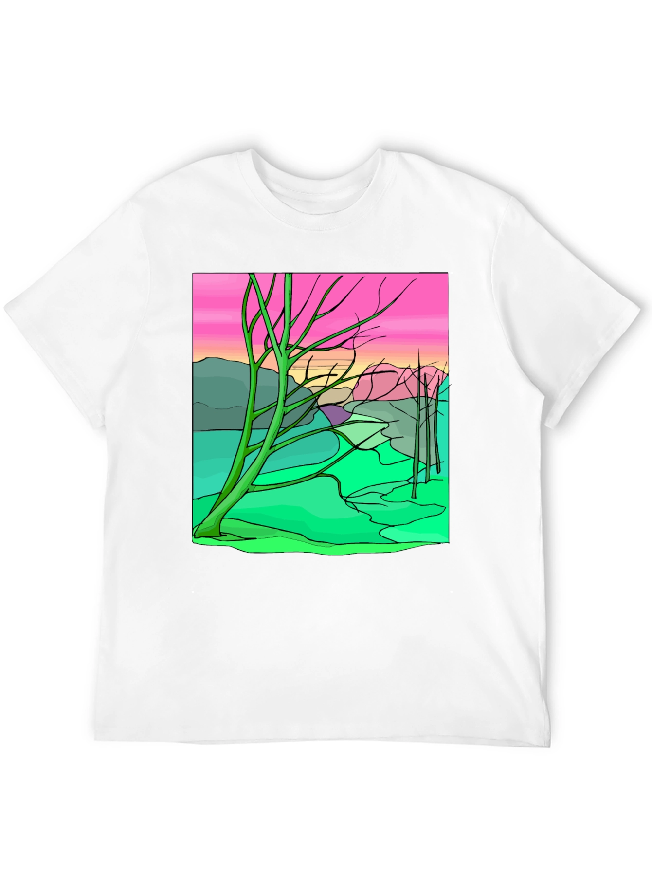 Unique Graphic Tee - Abstract Landscape Design