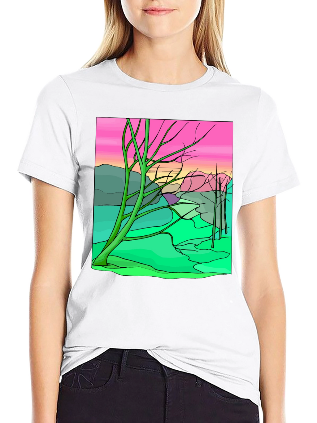 Unique Graphic Tee - Abstract Landscape Design