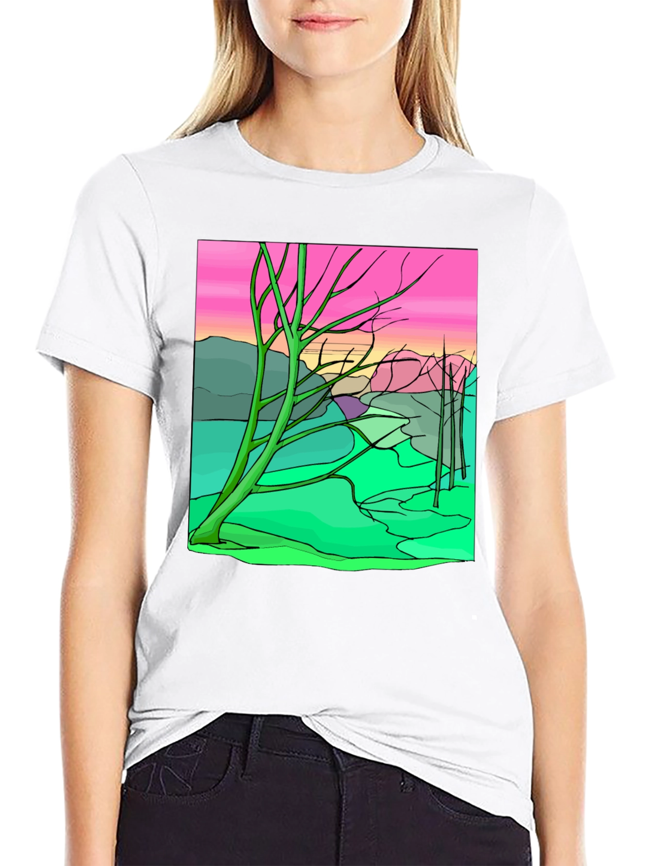 Unique Graphic Tee - Abstract Landscape Design