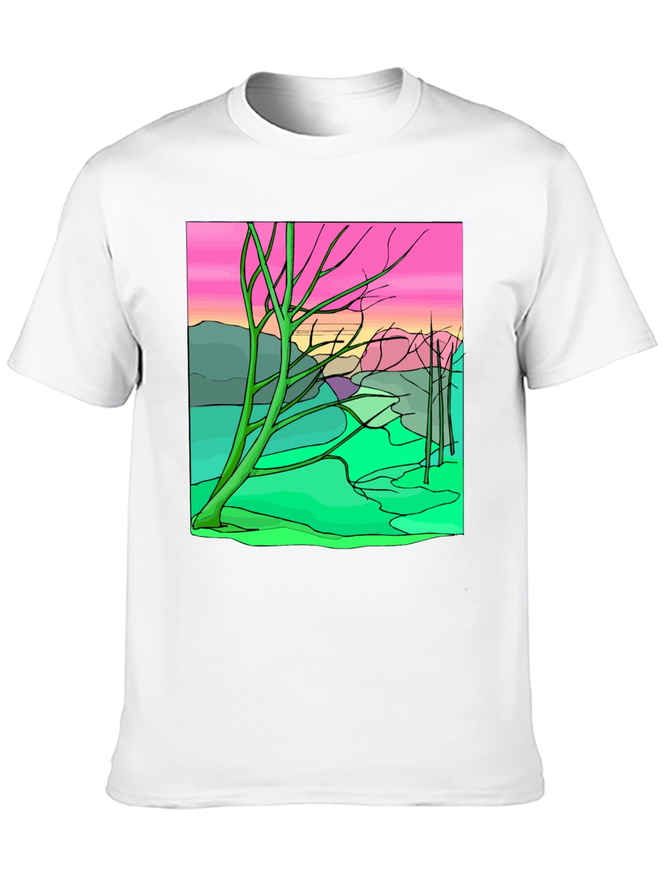 Unique Graphic Tee - Abstract Landscape Design