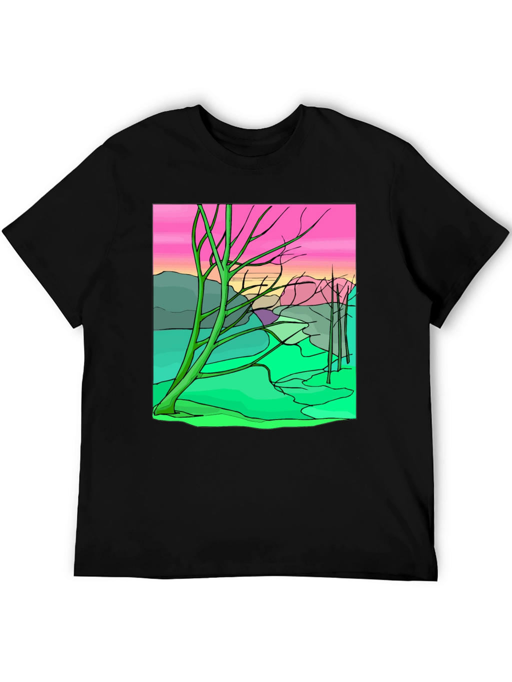 Unique Graphic Tee - Abstract Landscape Design