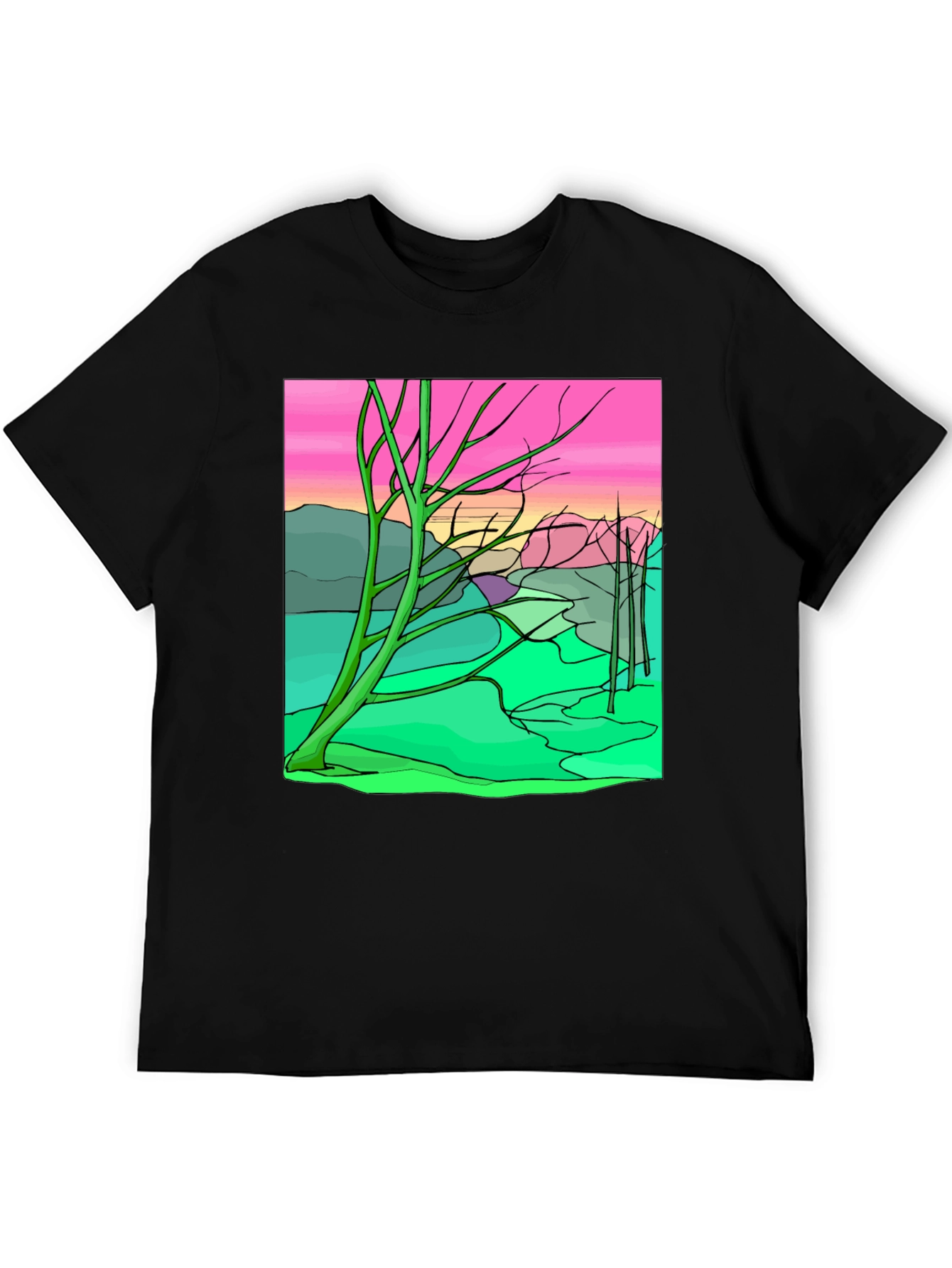Unique Graphic Tee - Abstract Landscape Design