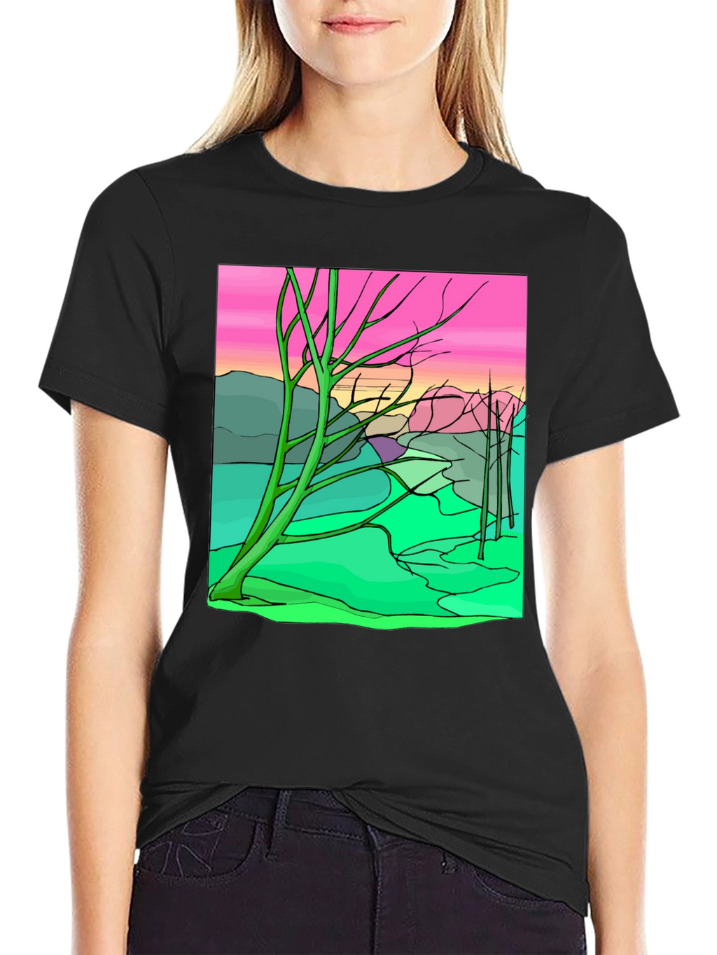 Unique Graphic Tee - Abstract Landscape Design