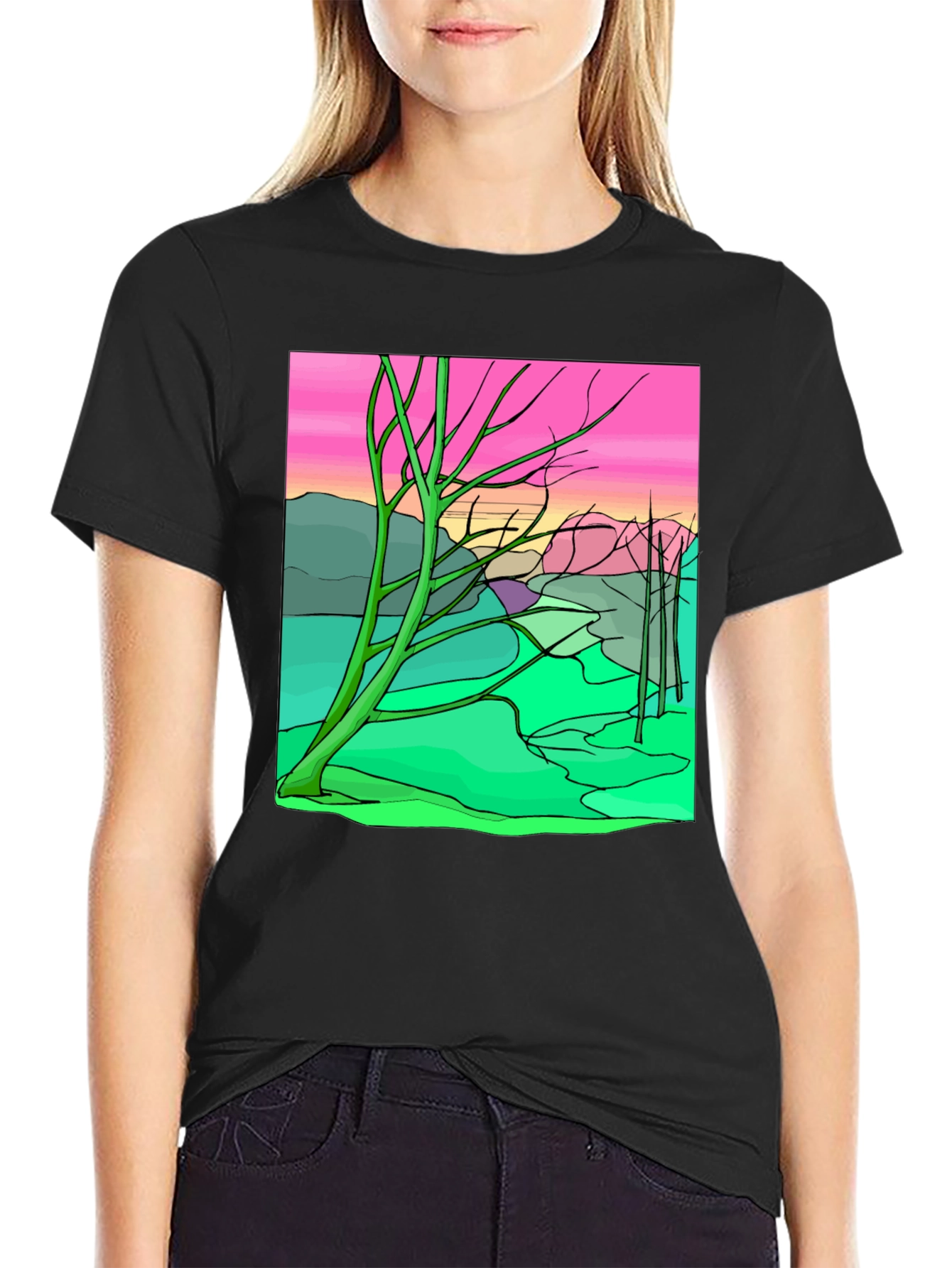 Unique Graphic Tee - Abstract Landscape Design
