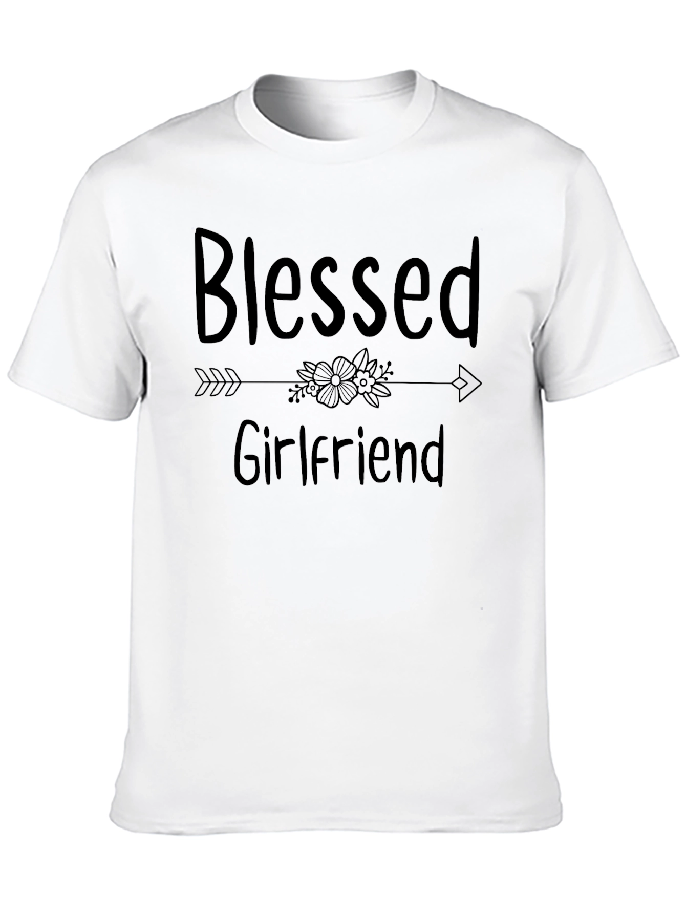 Blessed Girlfriend Black Graphic T-Shirt