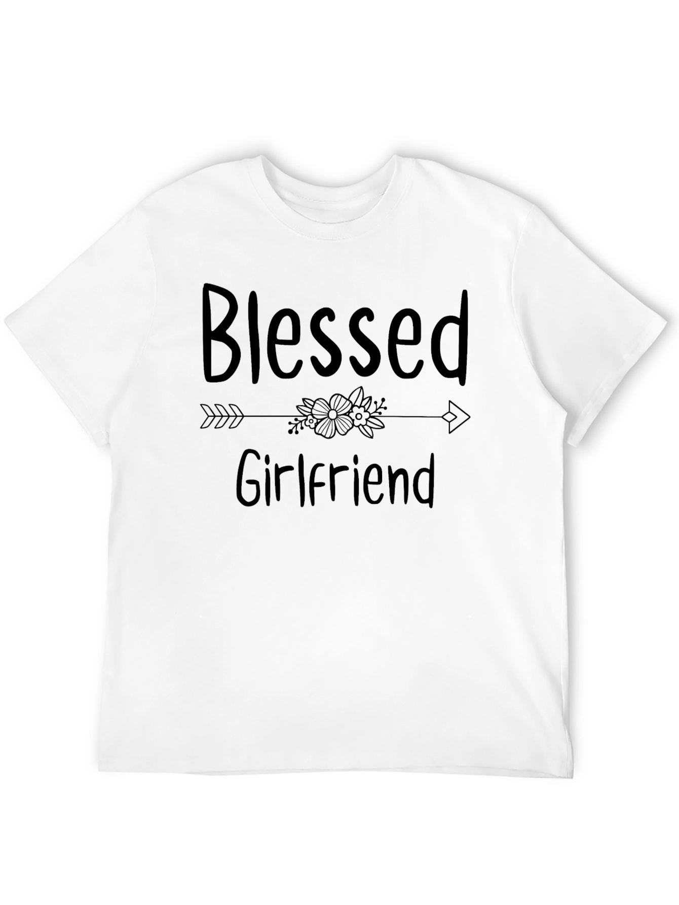 Blessed Girlfriend Black Graphic T-Shirt
