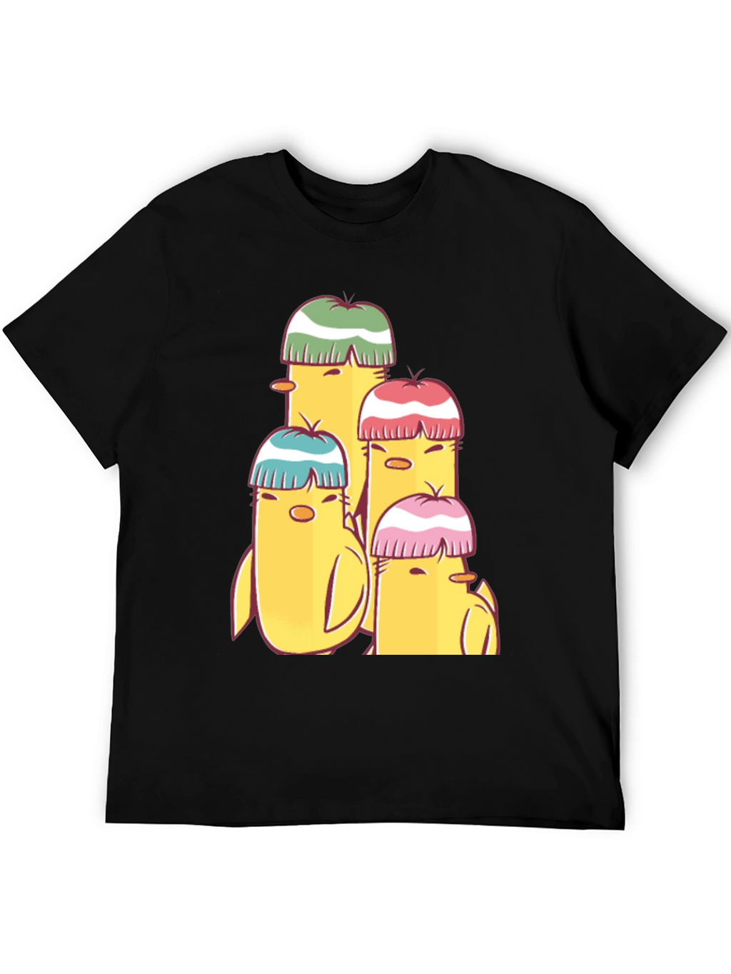 Cute Cartoon Chick T-Shirt - Black