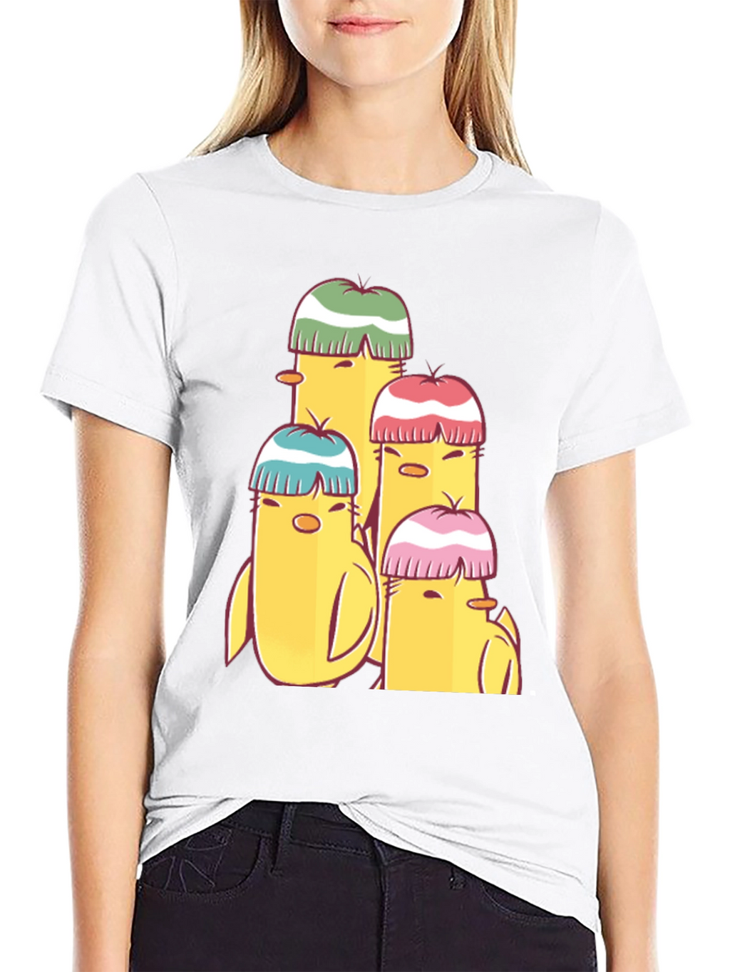 Cute Cartoon Chick T-Shirt - Black