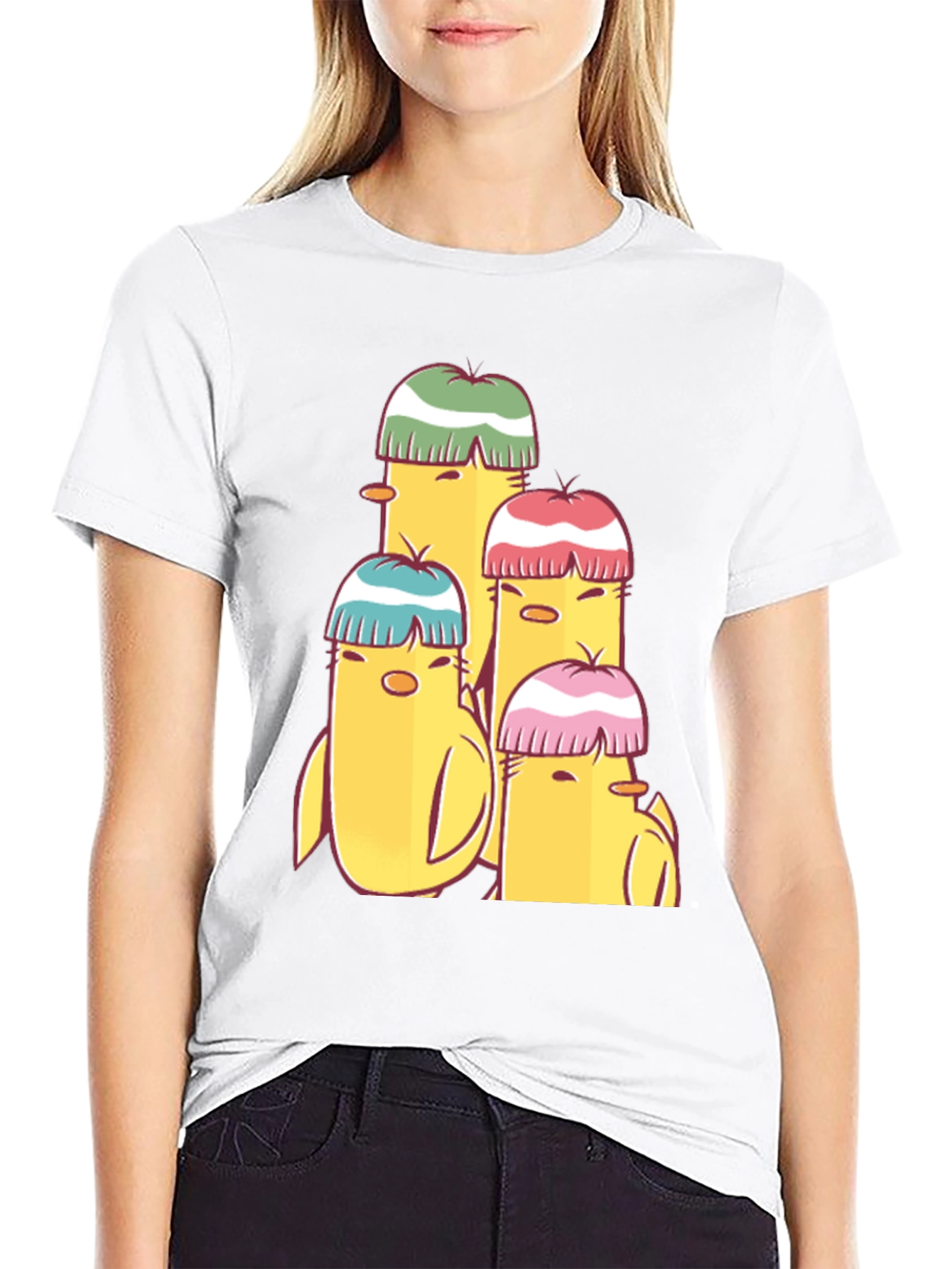 Cute Cartoon Chick T-Shirt - Black