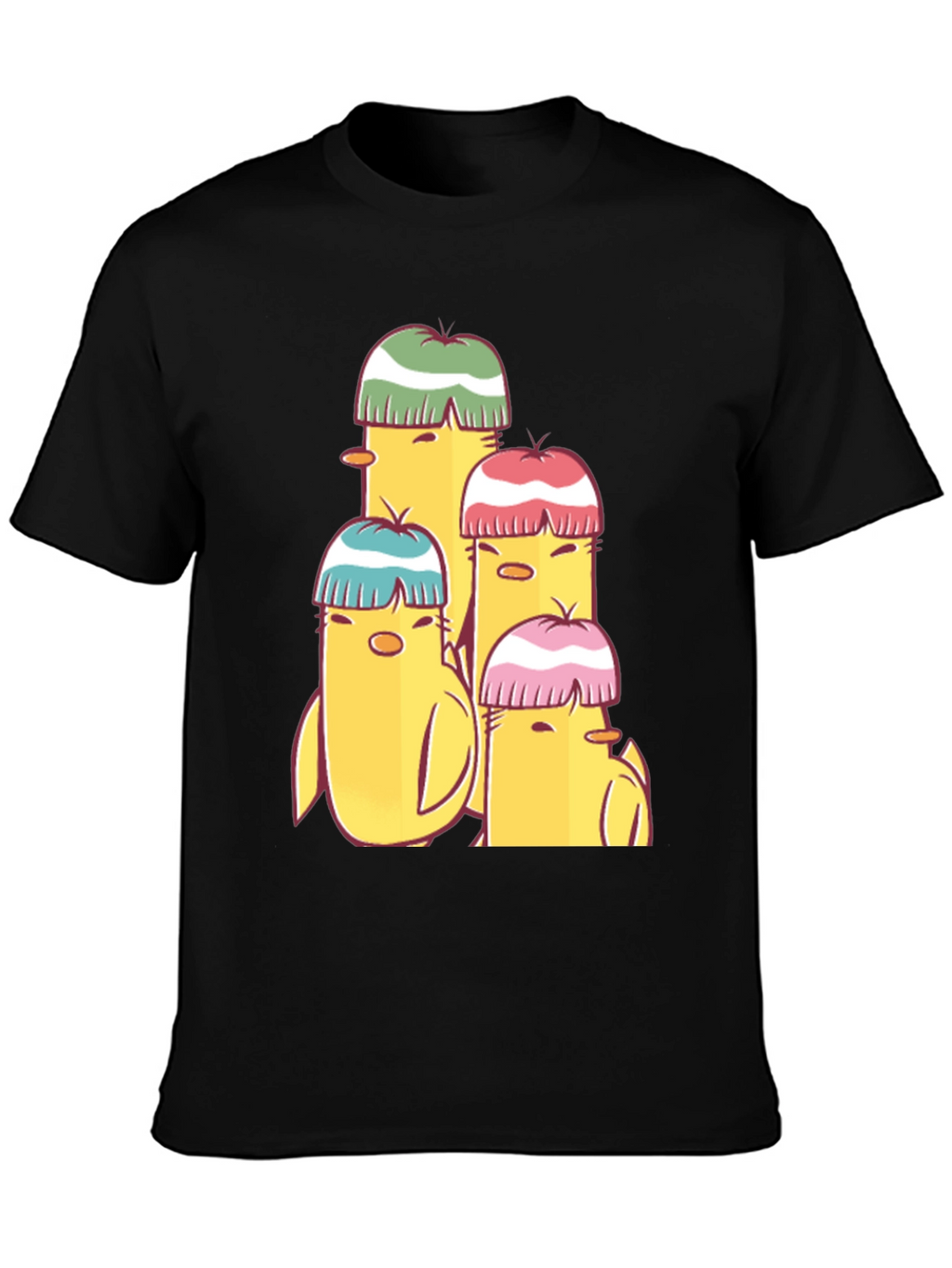 Cute Cartoon Chick T-Shirt - Black