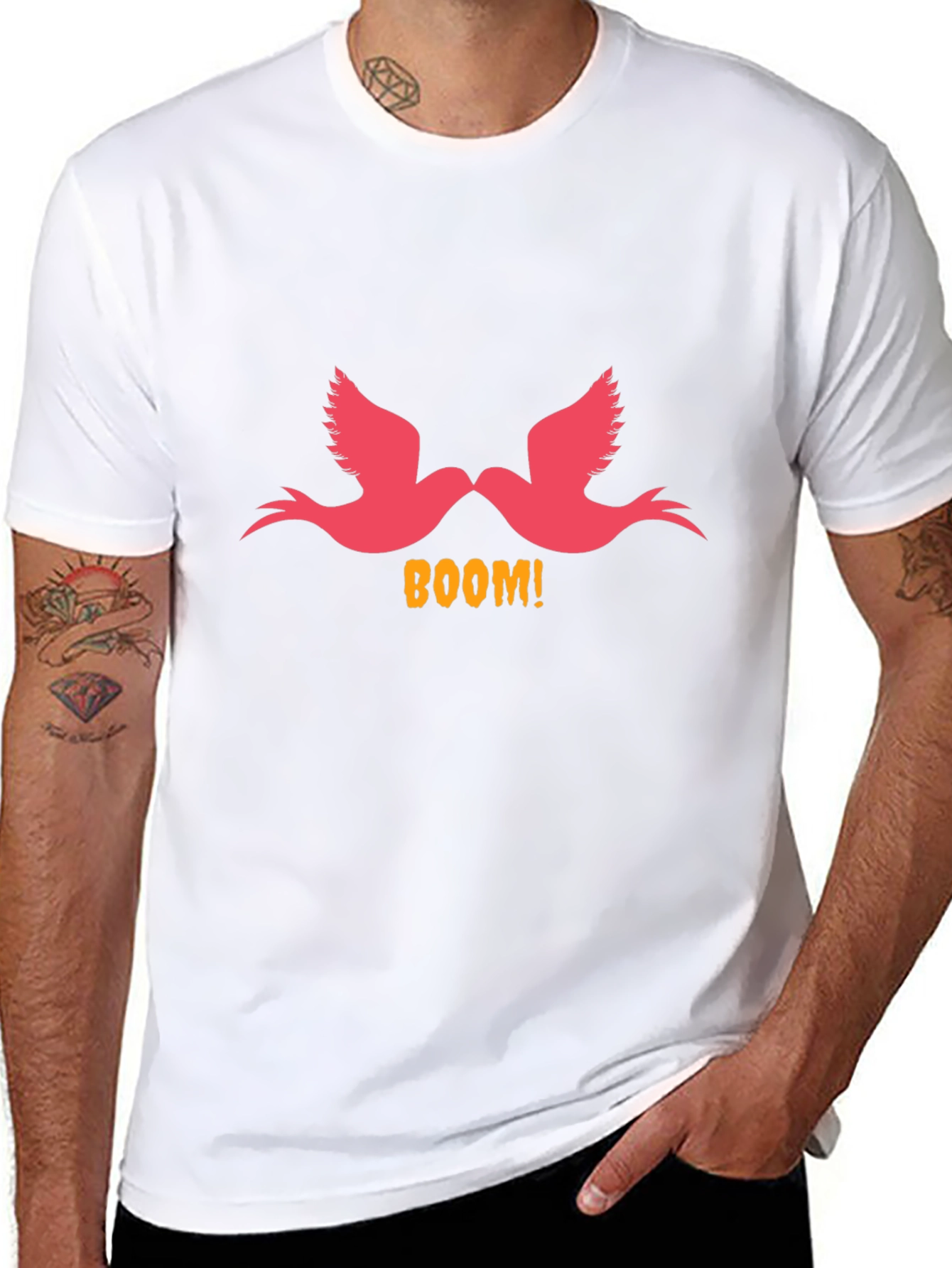 Boom! Birds Graphic Print Black T-Shirt
