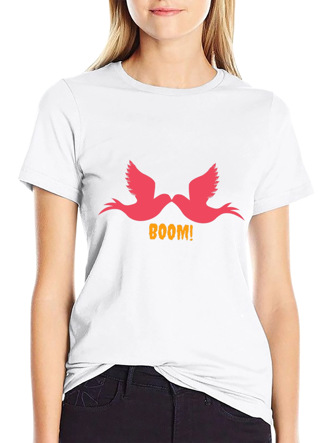 Boom! Birds Graphic Print Black T-Shirt