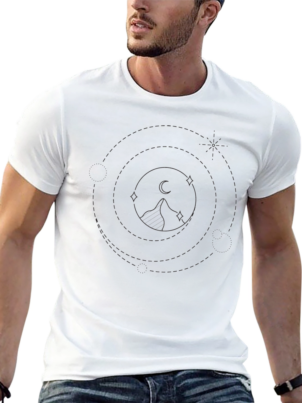 Geometric Mountain Graphic Black T-Shirt