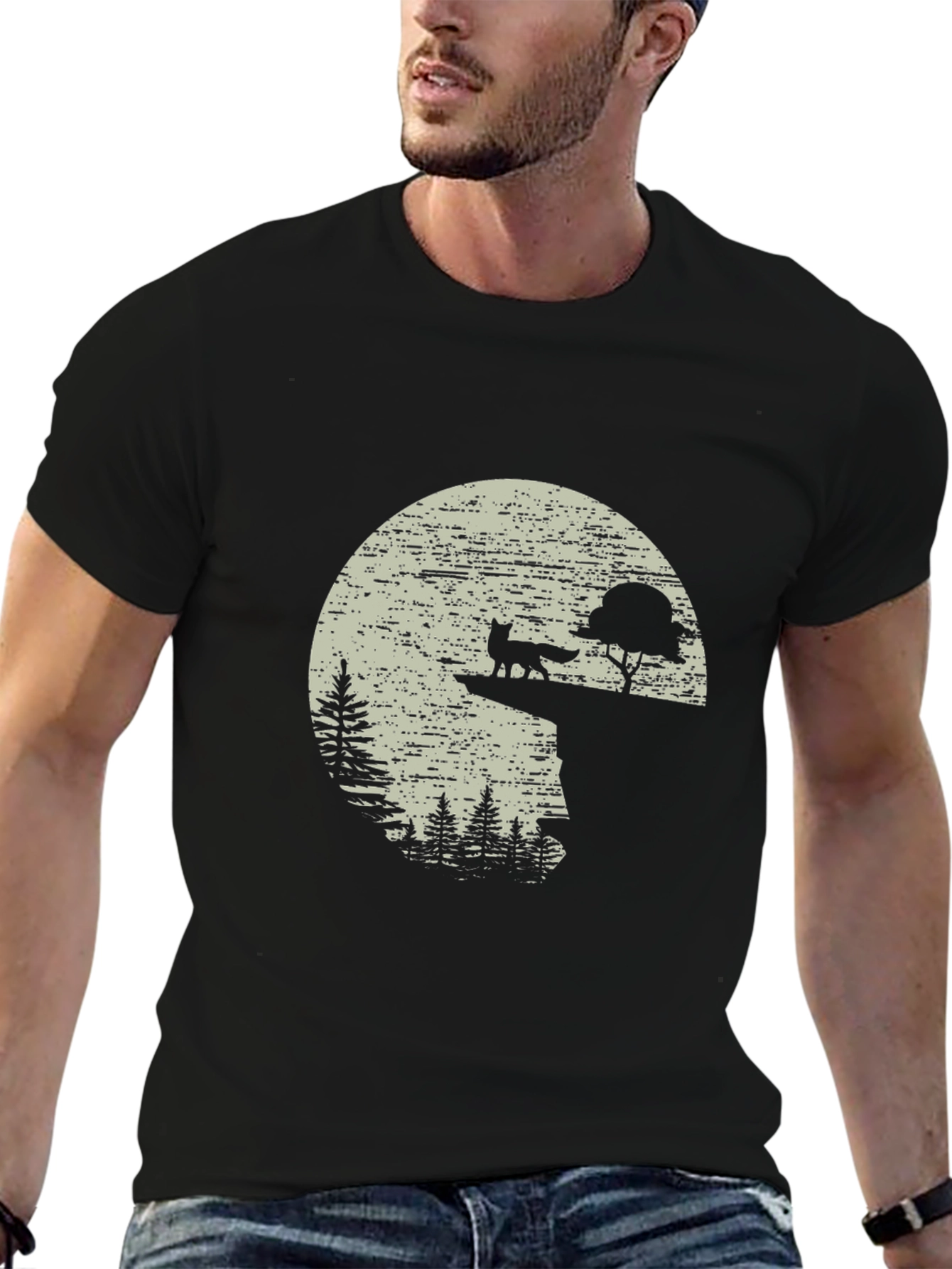 Fox Silhouette Graphic Black T-Shirt