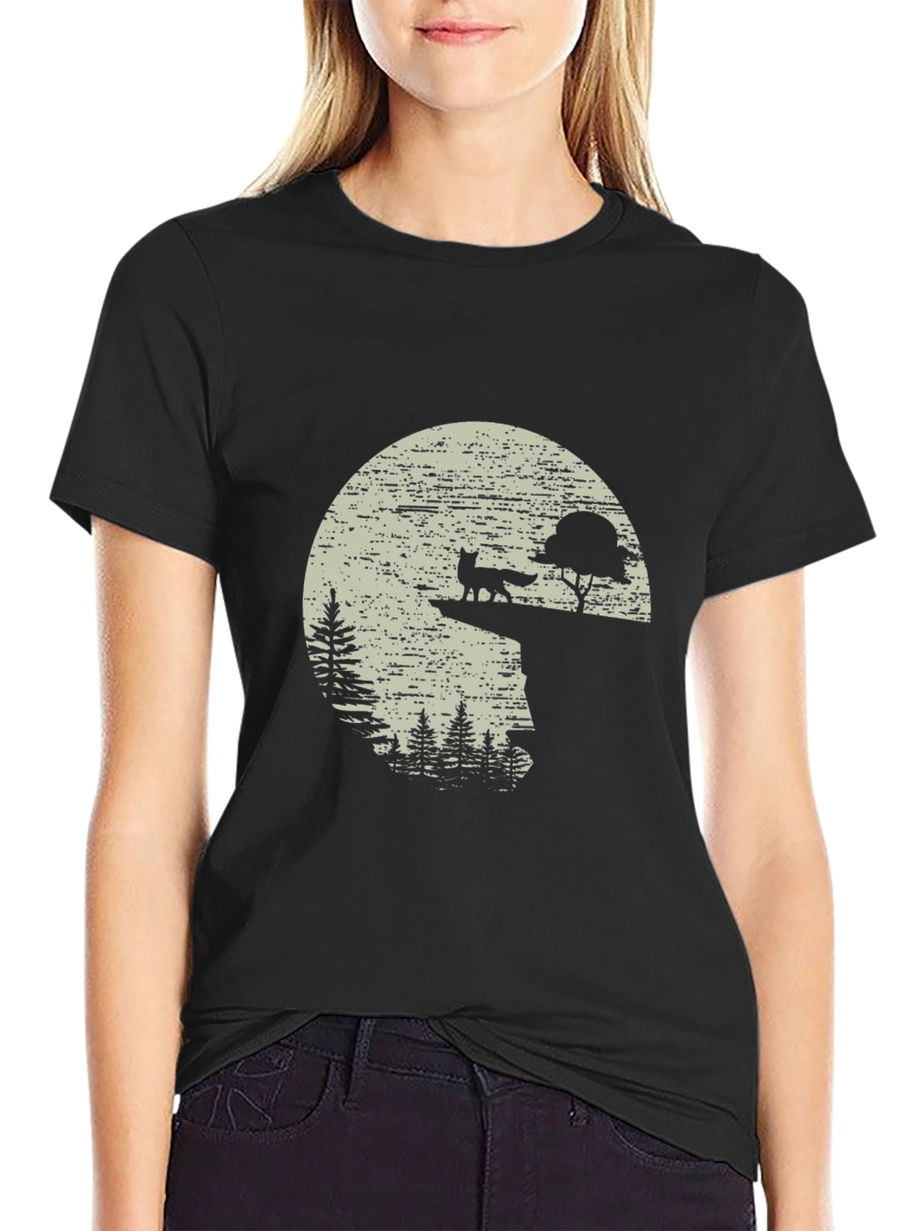 Fox Silhouette Graphic Black T-Shirt