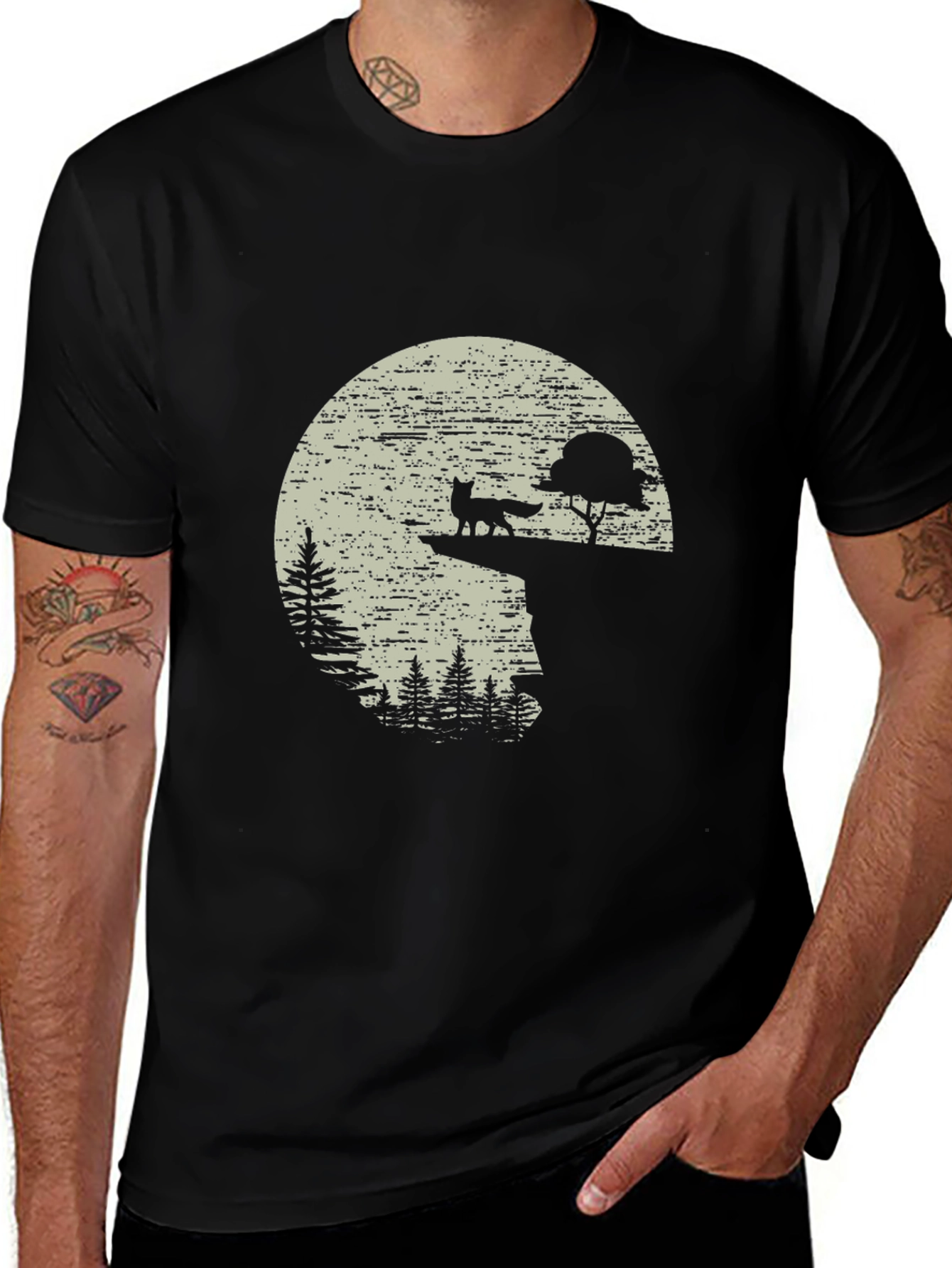 Fox Silhouette Graphic Black T-Shirt
