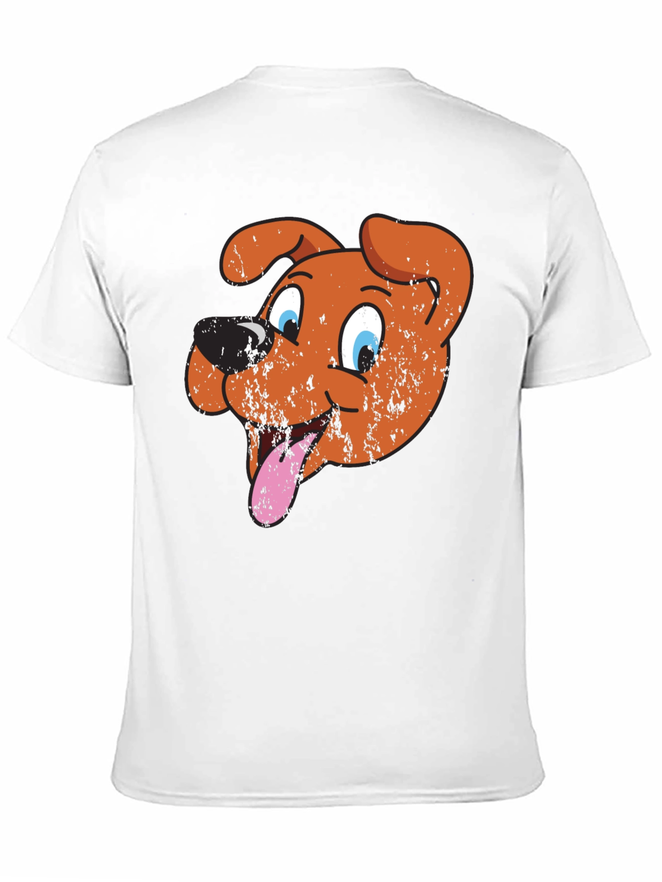 Cartoon Dog Graphic Tee - Black Cotton T-Shirt
