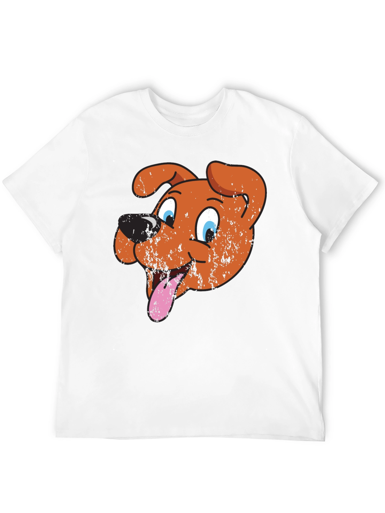 Cartoon Dog Graphic Tee - Black Cotton T-Shirt