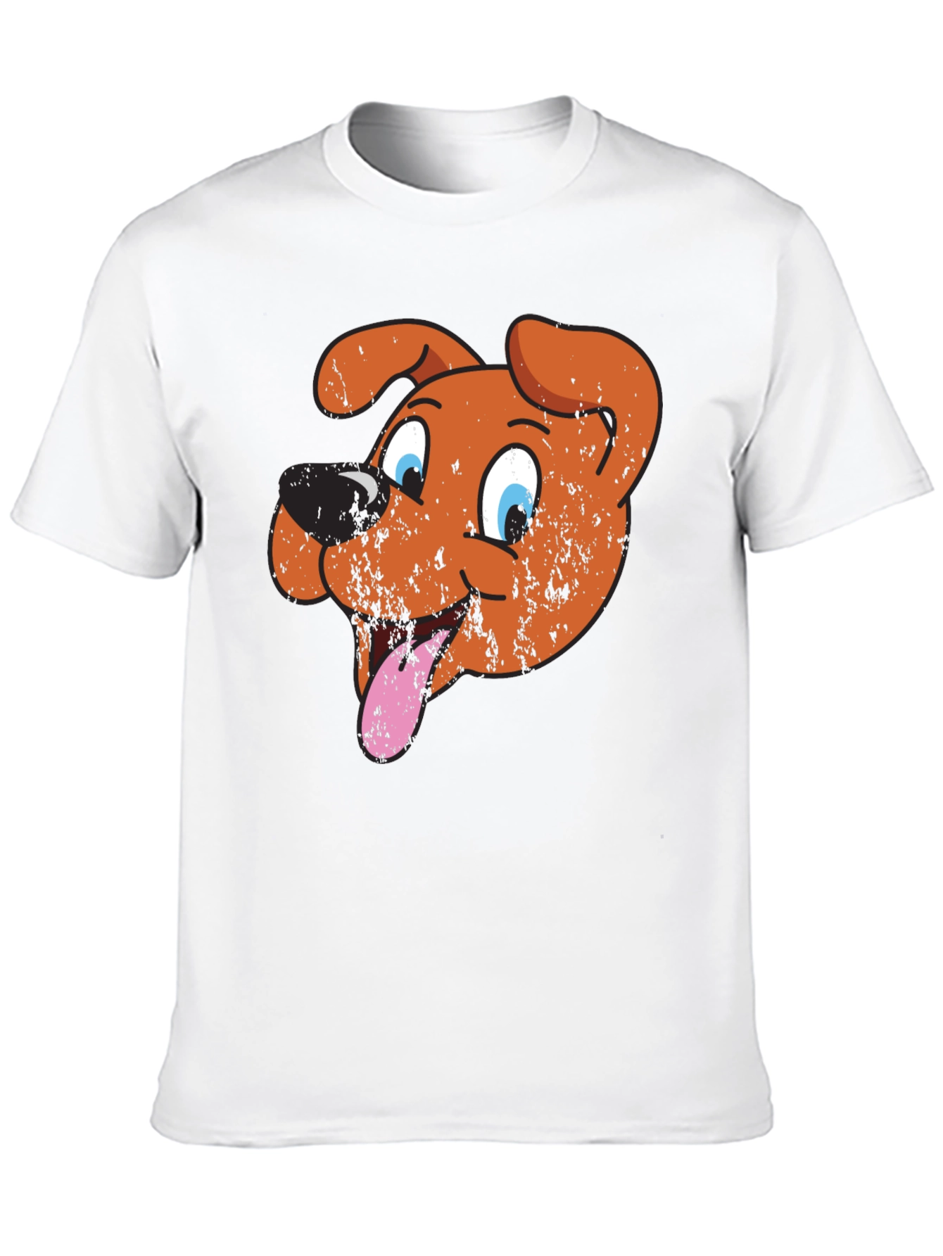 Cartoon Dog Graphic Tee - Black Cotton T-Shirt