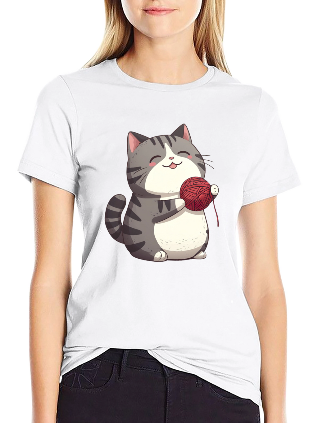 Cute Cat with Yarn T-Shirt