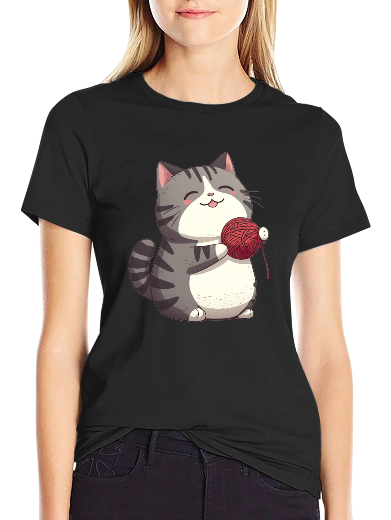 Cute Cat with Yarn T-Shirt