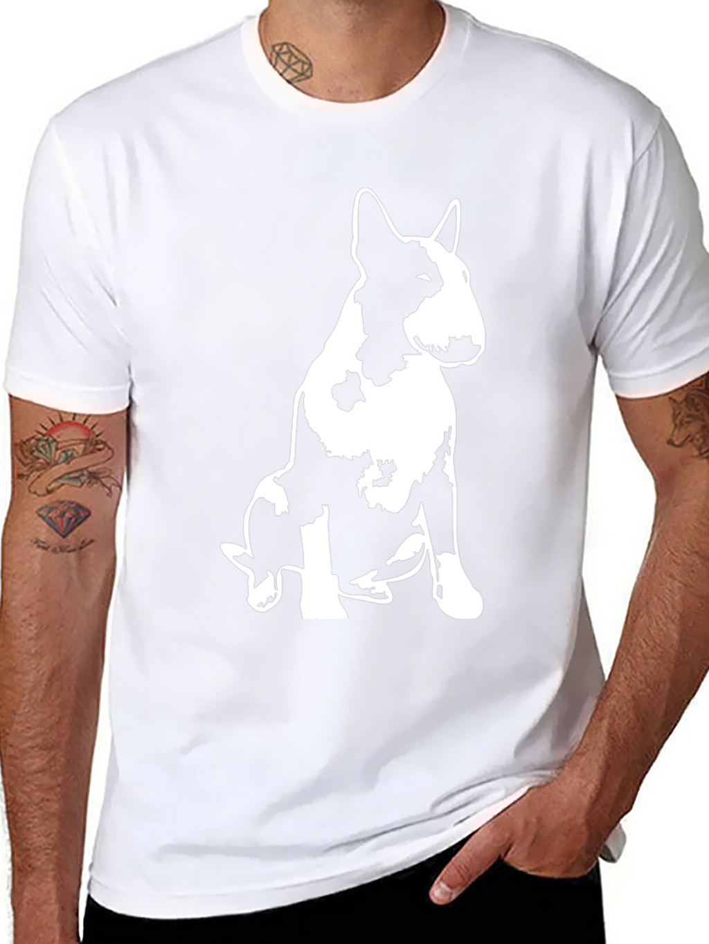 Bull Terrier Graphic Print Black T-Shirt