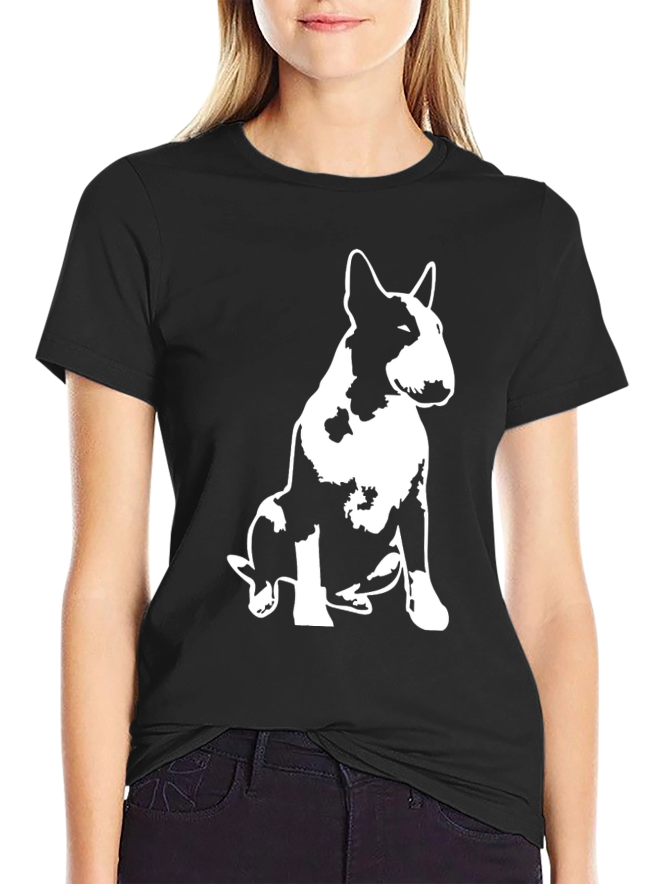 Bull Terrier Graphic Print Black T-Shirt