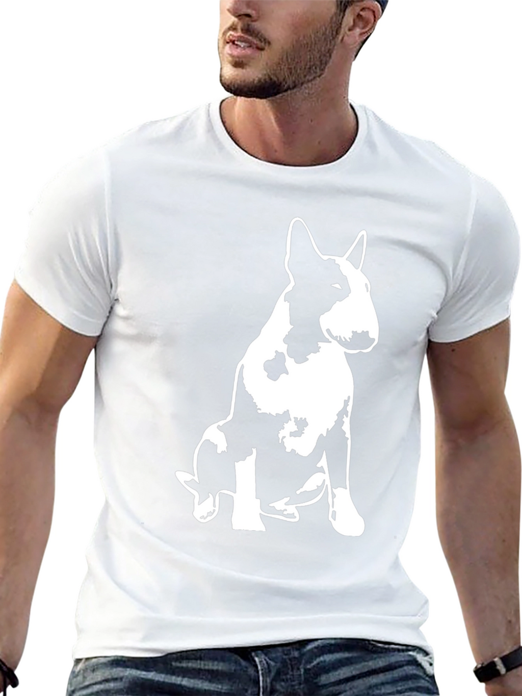 Bull Terrier Graphic Print Black T-Shirt