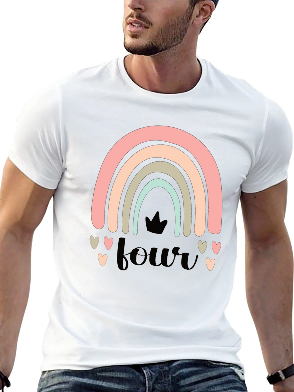 4th Birthday Rainbow Heart T-Shirt