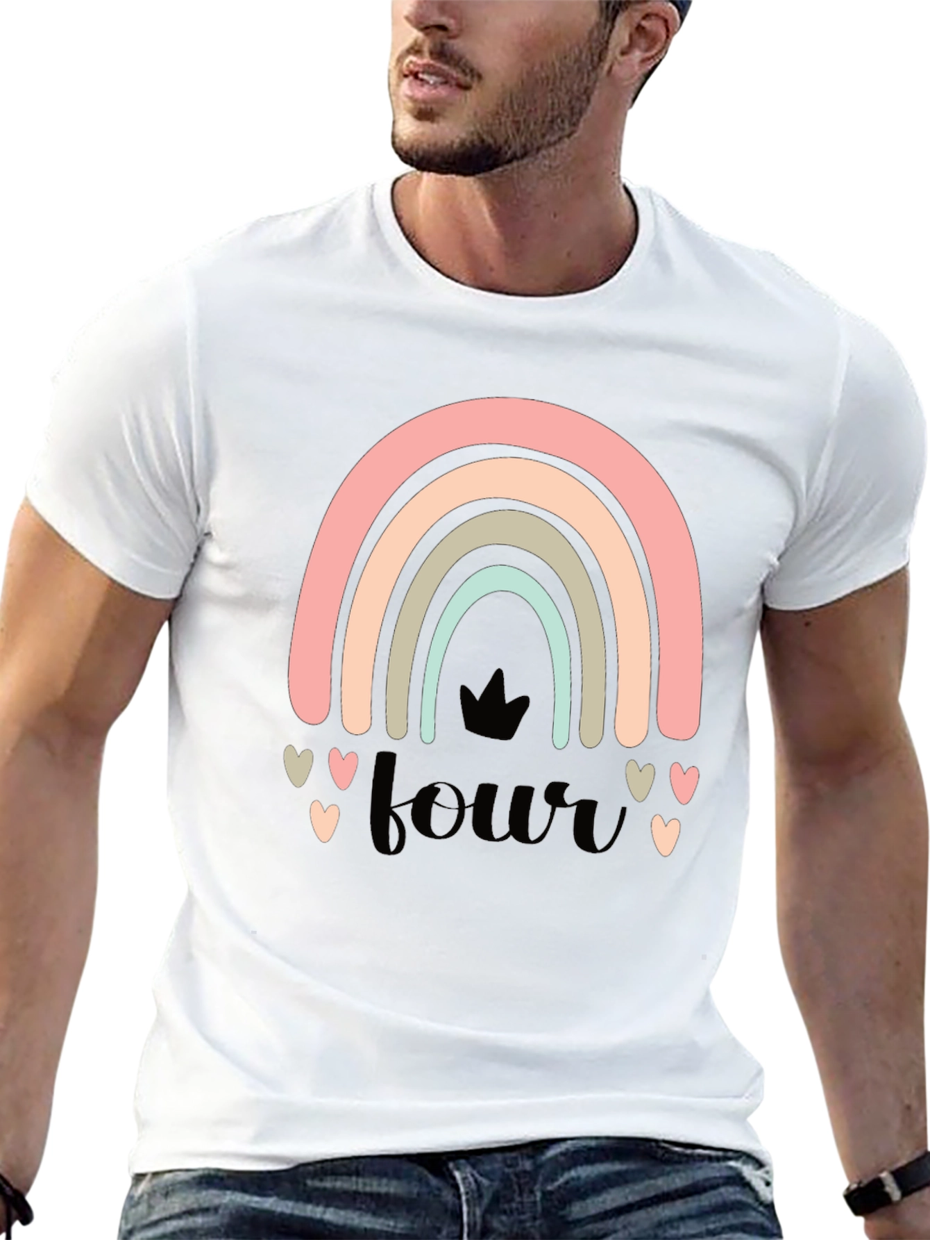 4th Birthday Rainbow Heart T-Shirt