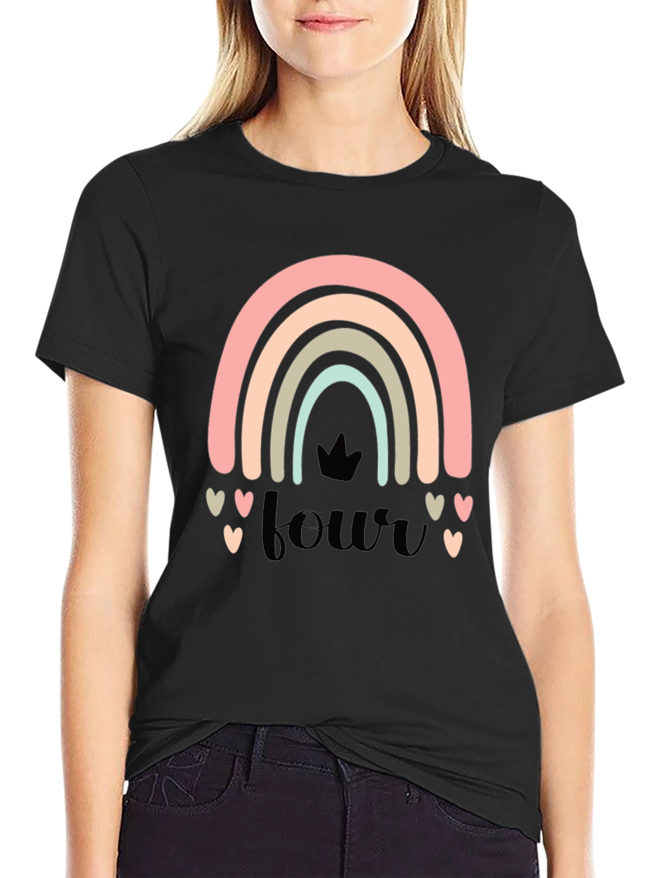 4th Birthday Rainbow Heart T-Shirt