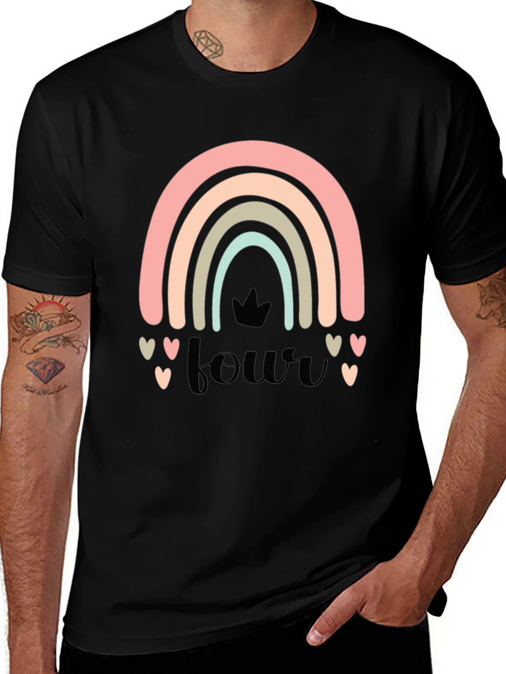 4th Birthday Rainbow Heart T-Shirt