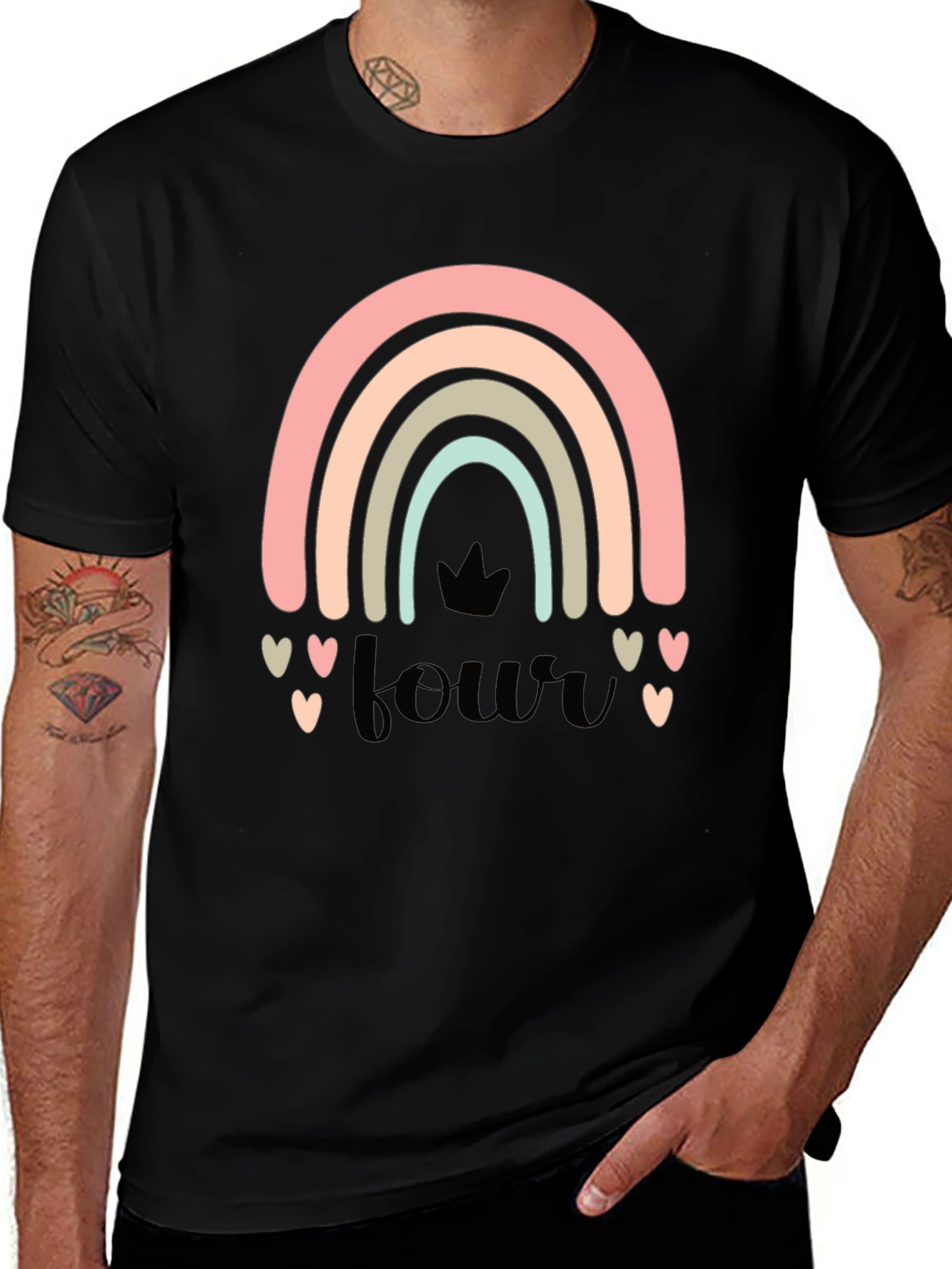 4th Birthday Rainbow Heart T-Shirt