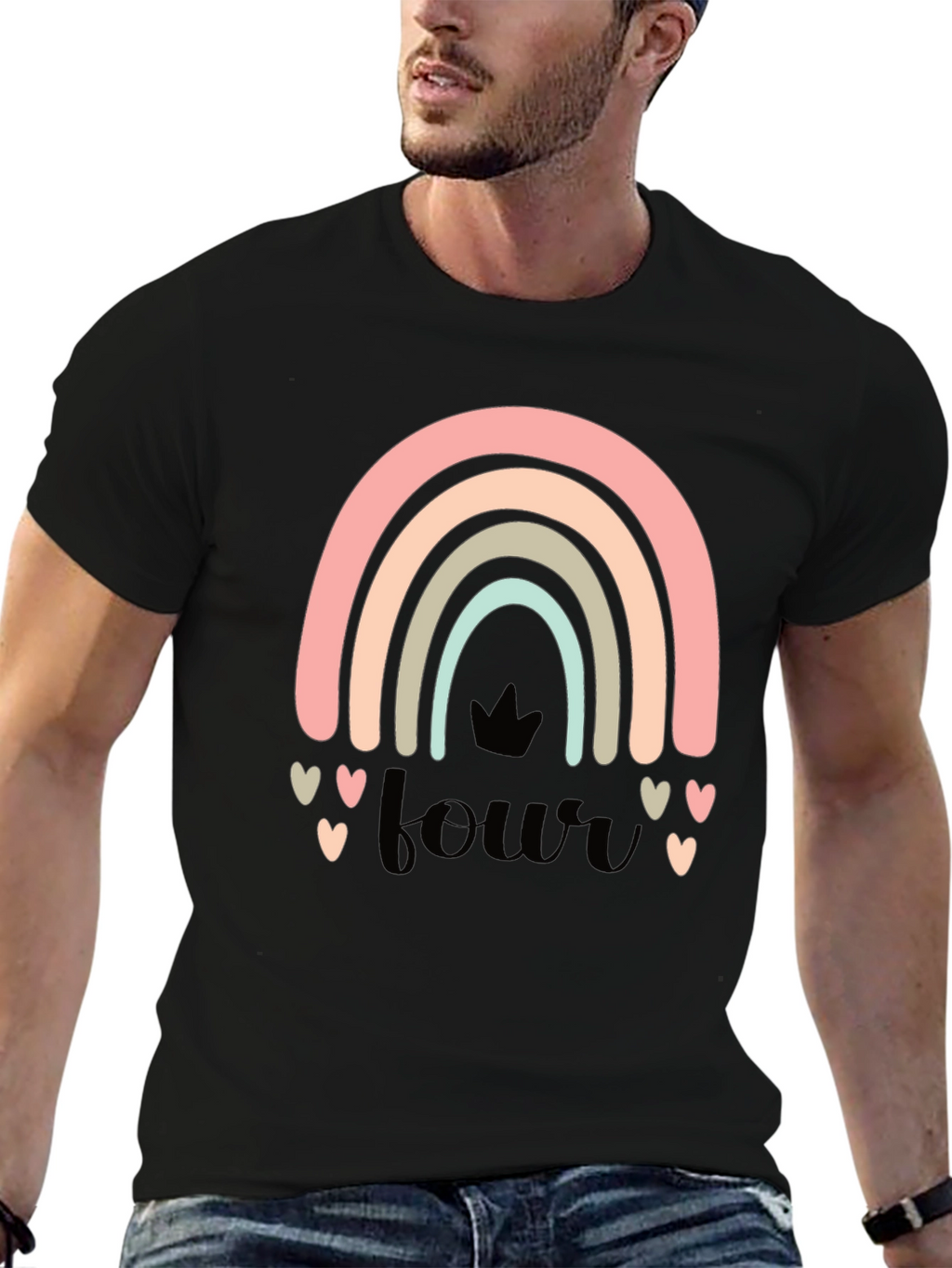 4th Birthday Rainbow Heart T-Shirt