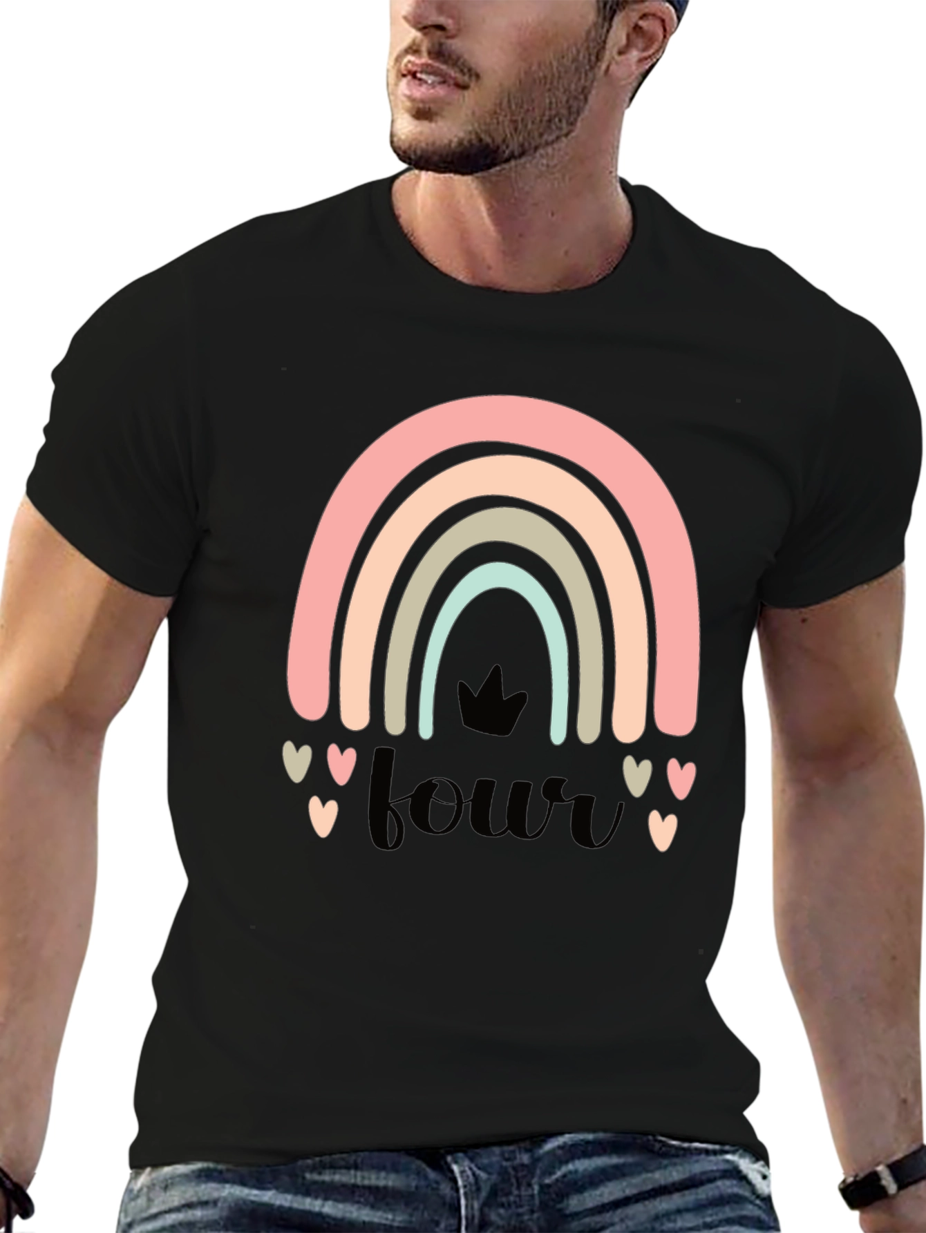 4th Birthday Rainbow Heart T-Shirt