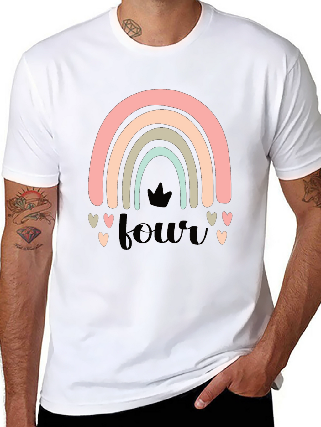 4th Birthday Rainbow Heart T-Shirt