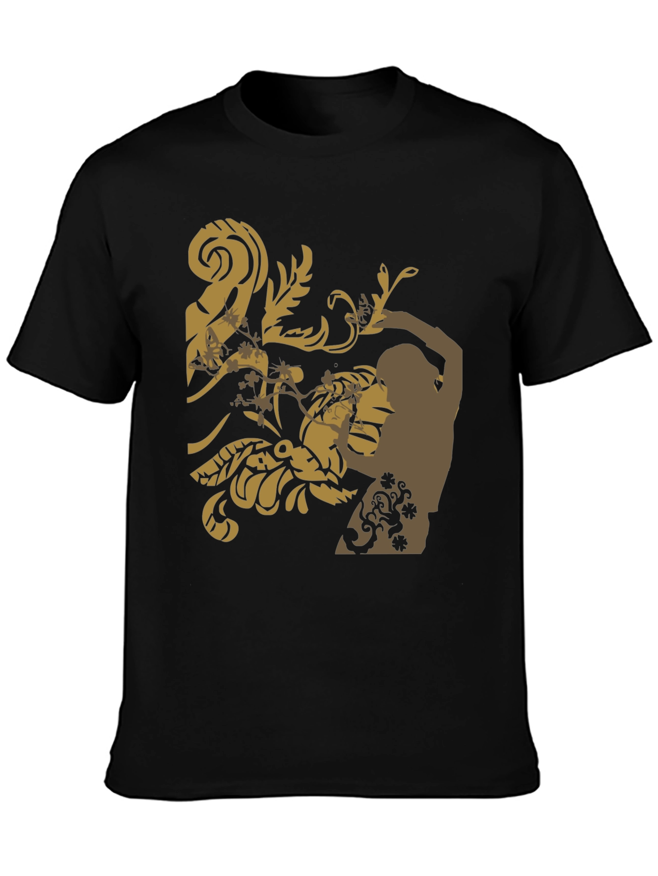 Stylish Black T-Shirt with Floral Design