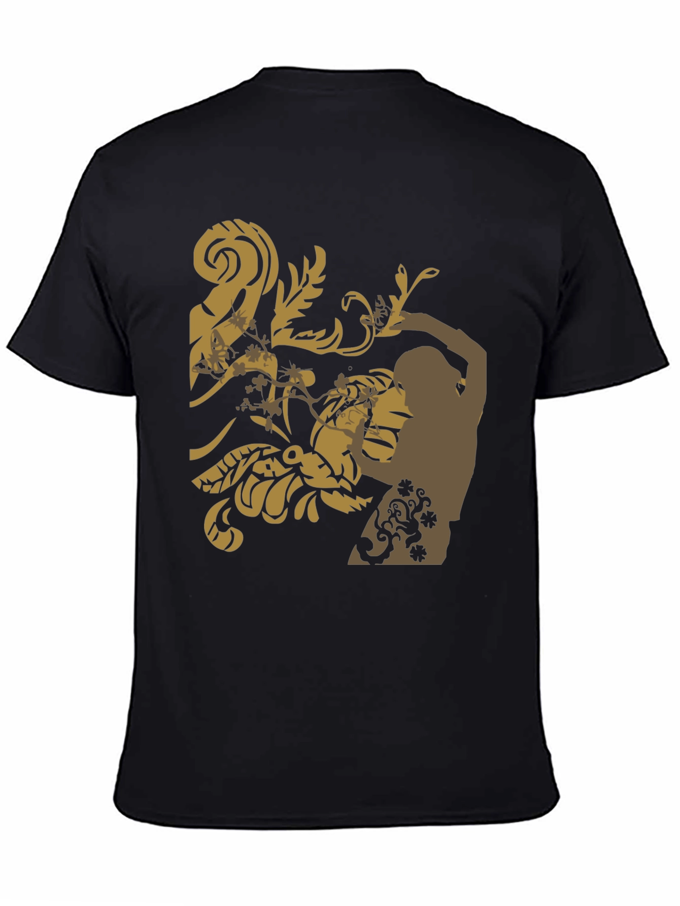 Stylish Black T-Shirt with Floral Design