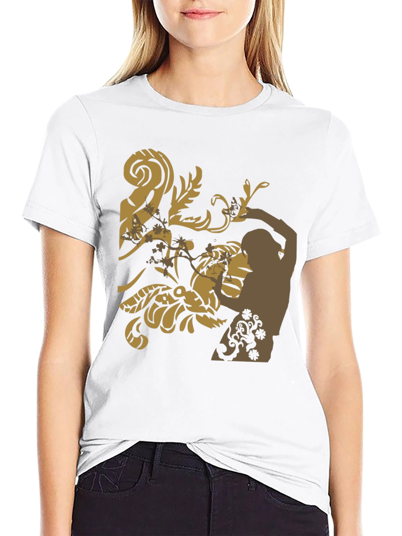Stylish Black T-Shirt with Floral Design