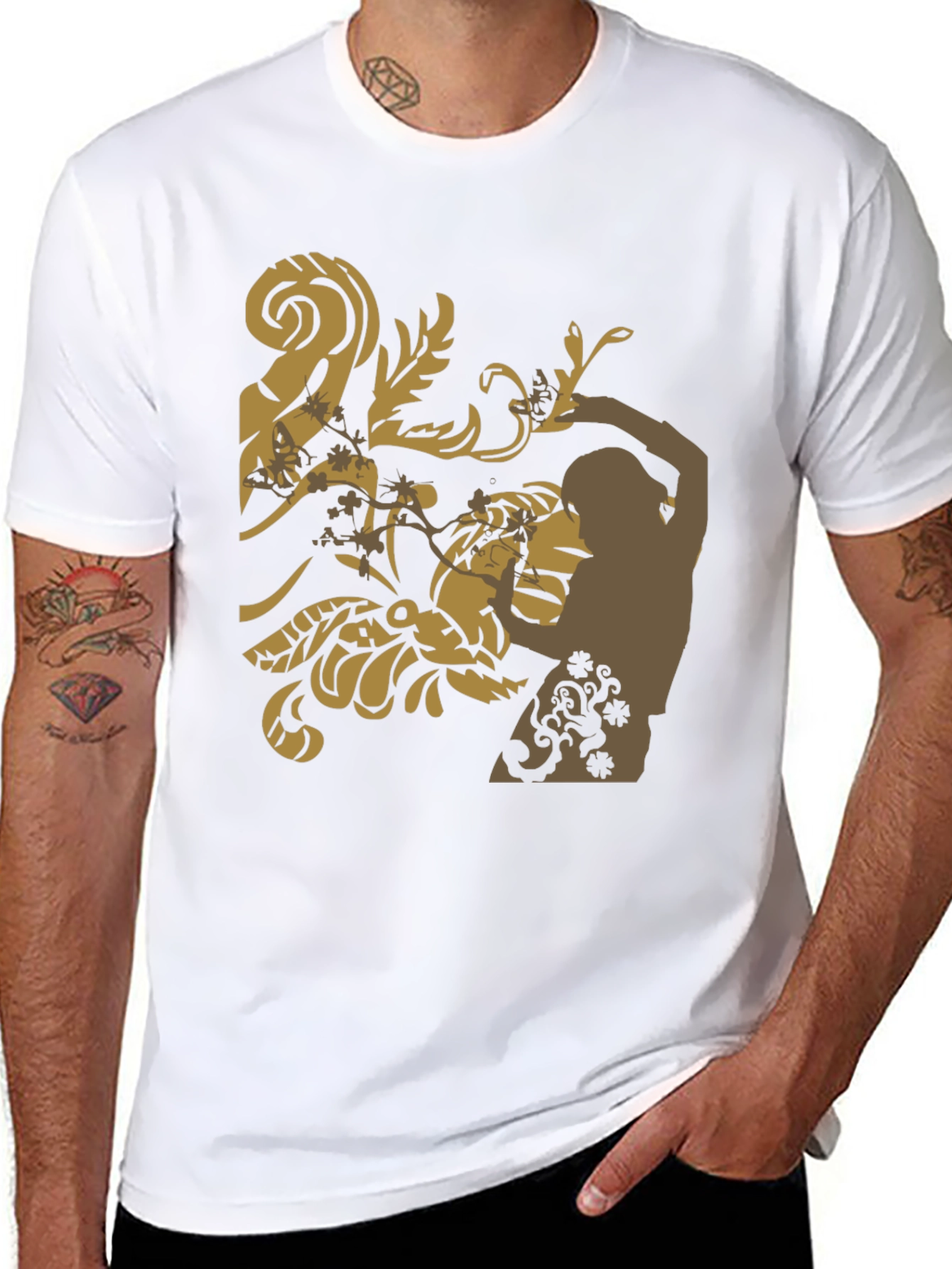 Stylish Black T-Shirt with Floral Design